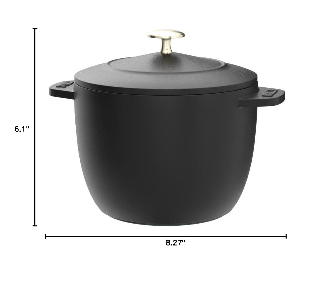Staub 1.5 Quart Cast Iron Dutch Oven - Premium Matte Black French Cookware, Made in France | Perfect for Baking, Braising & Slow Cooking Soups