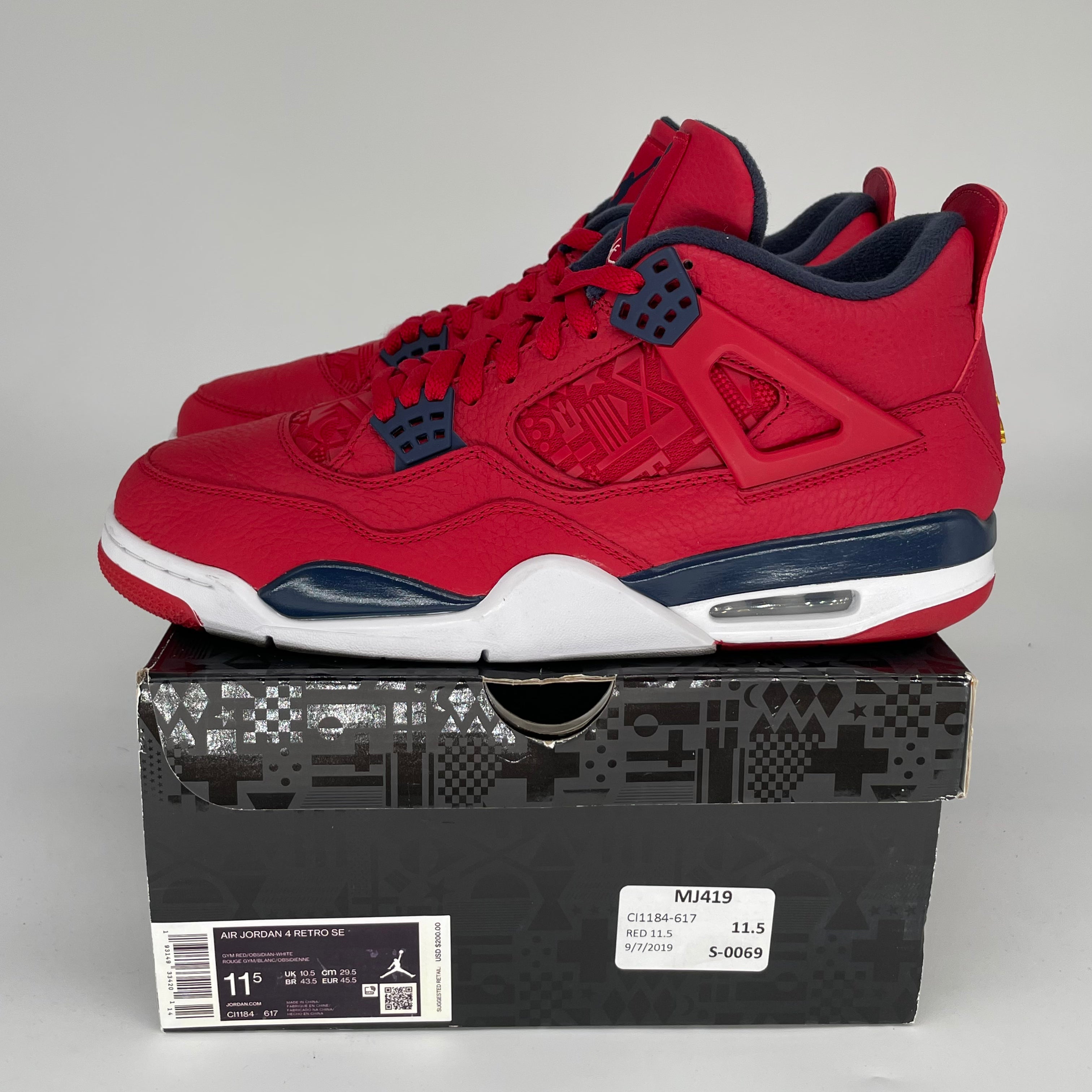 AIR JORDAN 4 FIBA Basketball Shoes Men's Size 11.5 - Official Retro Sneakers for Basketball & Streetwear (Style Code: CI1184-617) - Perfect for NBA Games, Gym Training and Urban Fashion