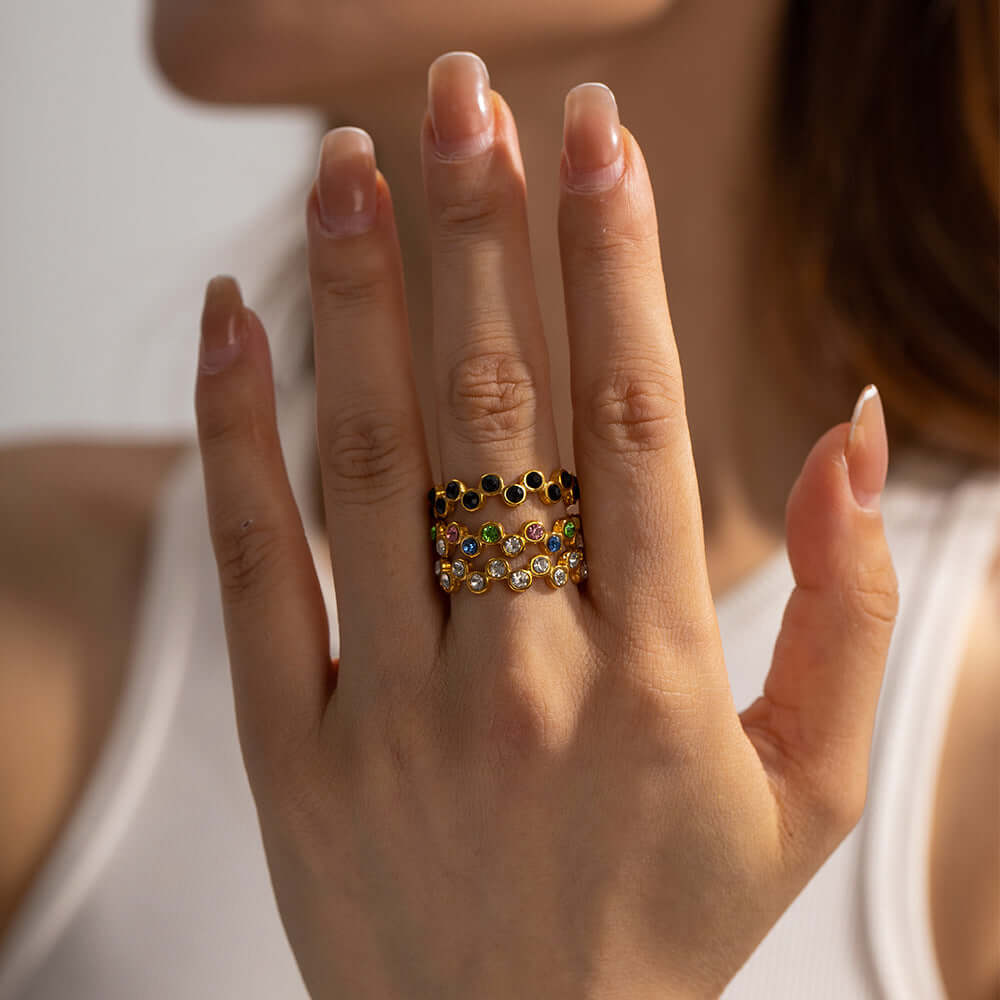 Elegant Zig Zag Eternity Stacking Ring for Women - Minimalist Dainty Gold or Silver Band - Perfect for Layering, Everyday Wear & Special Occasions | JDR013