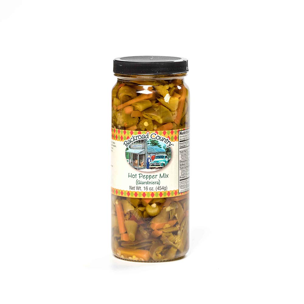 Backroad Country Hot Pepper Mix Condiment - Zesty & Spicy Flavor - 2 Jars - Perfect for BBQ, Burgers, Tacos & Pizza Topping