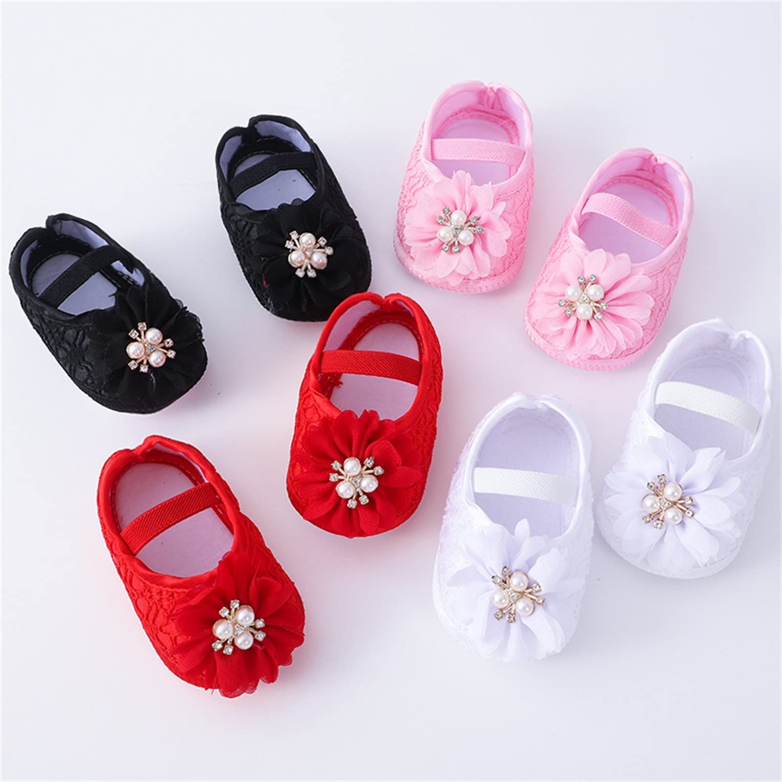 Soft Sole Baby Shoes for Toddlers - Pearl & Flower Princess Dress Shoes | Comfortable & Stylish First Walkers for Girls | Perfect for Parties, Weddings & Special Occasions