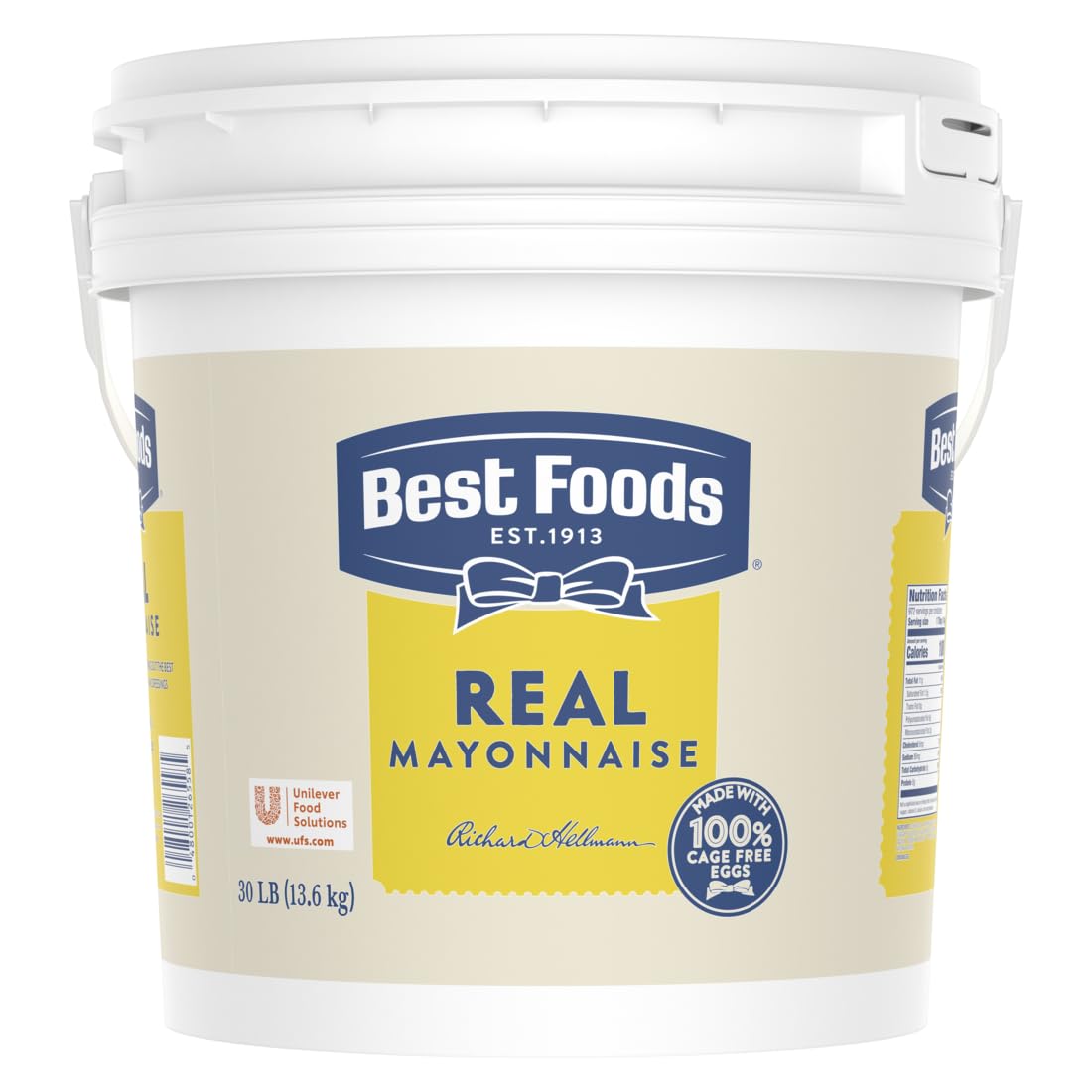 Best Foods Real Mayonnaise Pail - 30lb (4 Gallons) | 100% Cage-Free Eggs, Gluten Free Mayo for Sandwiches, Salads, Burgers & Cooking | Bulk Condiment for Restaurants, Catering & Home Use