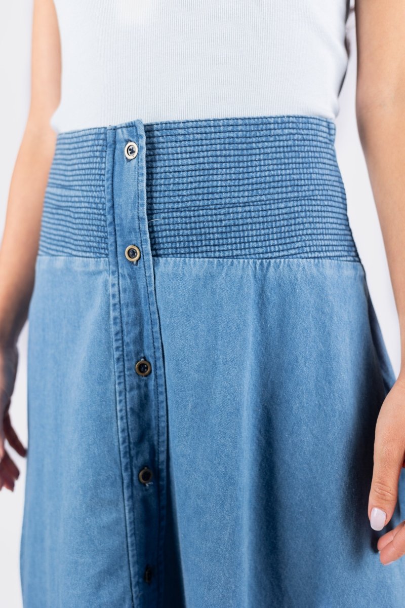 MARINA SKIRT Women's Flowy Midi Skirt in Navy Blue - Perfect for Beach Vacations, Summer Outfits & Boho Fashion