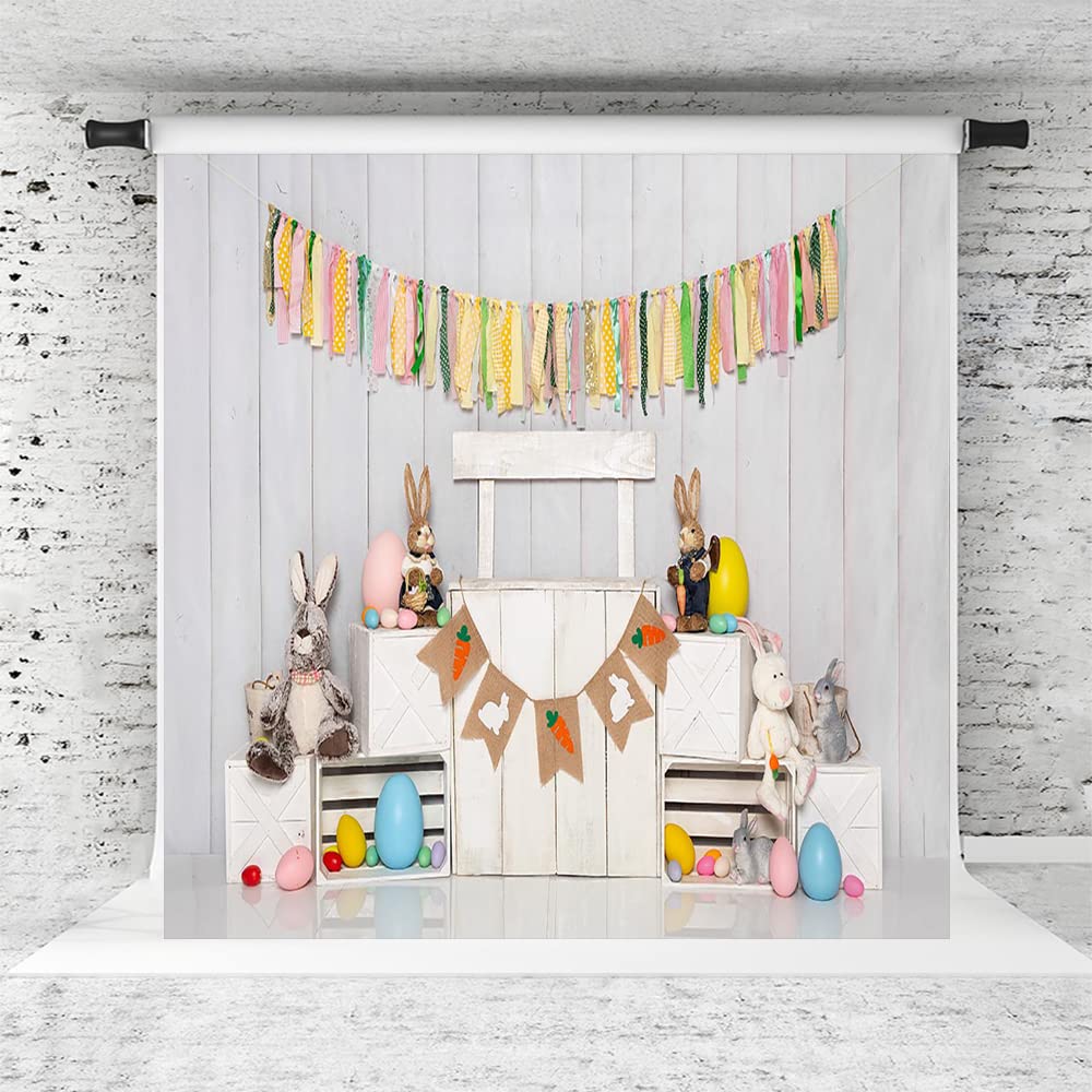 8x8ft Easter Photography Backdrop - Wood Grain Design with Colorful Eggs for Party Decorations | Perfect for Easter Photo Shoots, Spring Celebrations & Holiday Party Backgrounds