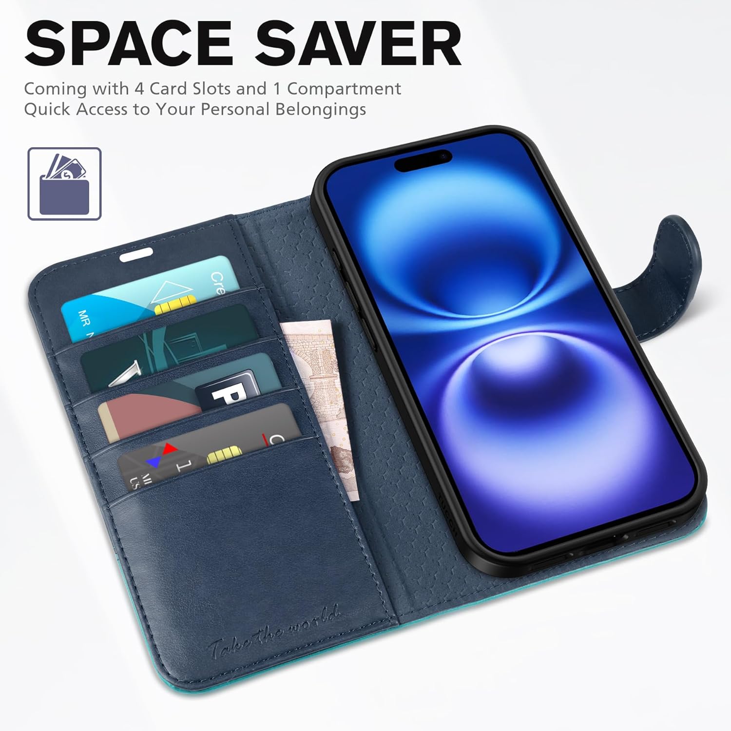 Premium iPhone 16 Leather Case with Magnetic Closure - Slim Protective Flip Cover (Black) | Perfect for Business Professionals & Daily Commuters