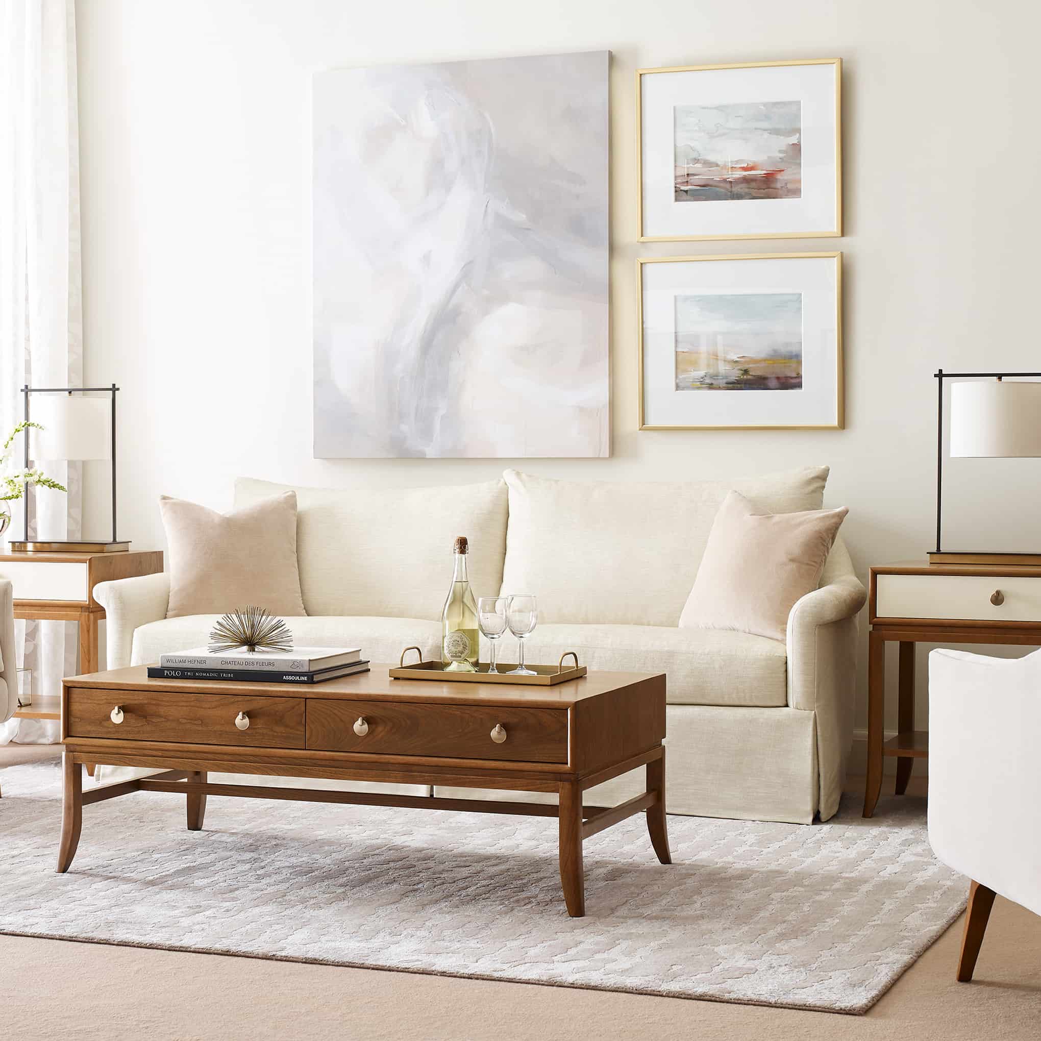 Martine Skirted Pillowback Sofa - Modern Upholstered Living Room Couch with Comfortable Pillows | Perfect for Small Spaces, Apartments & Cozy Home Decor