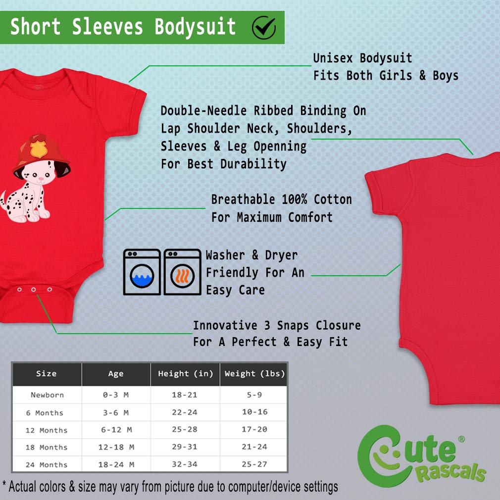 Custom Personalized Baby Bodysuit - Firefighter Dog Design - 100% Cotton Baby Clothes for Boys & Girls - Perfect for Newborn Gifts, Photo Shoots & Everyday Wear