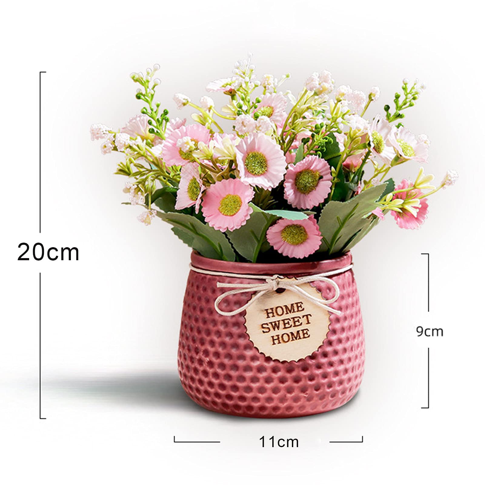 Artificial Flower Bonsai - Realistic PVC Simulation Plants in Ceramic Vase, Faux Flowers Bouquets for Wedding, Party, Home & Office Decor - White (Perfect for Centerpieces, Table Decorations and Gift Giving)