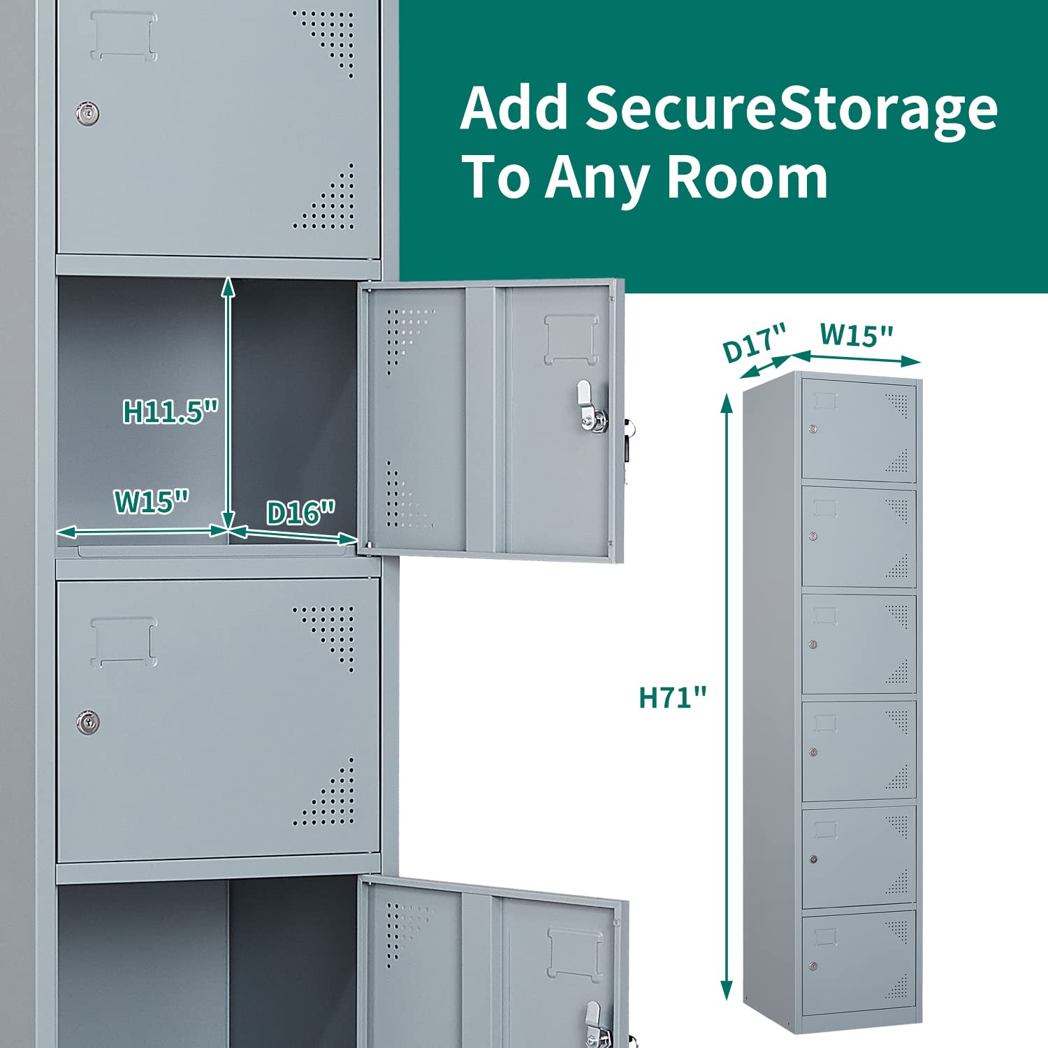 STANI Heavy Duty Metal Locker with Lock - Secure Storage Cabinet for Home, Gym, School & Office - Employee Lockers, Steel Storage Locker for Clothes, Shoes & Equipment (Ideal for Locker Rooms & Shared Spaces)