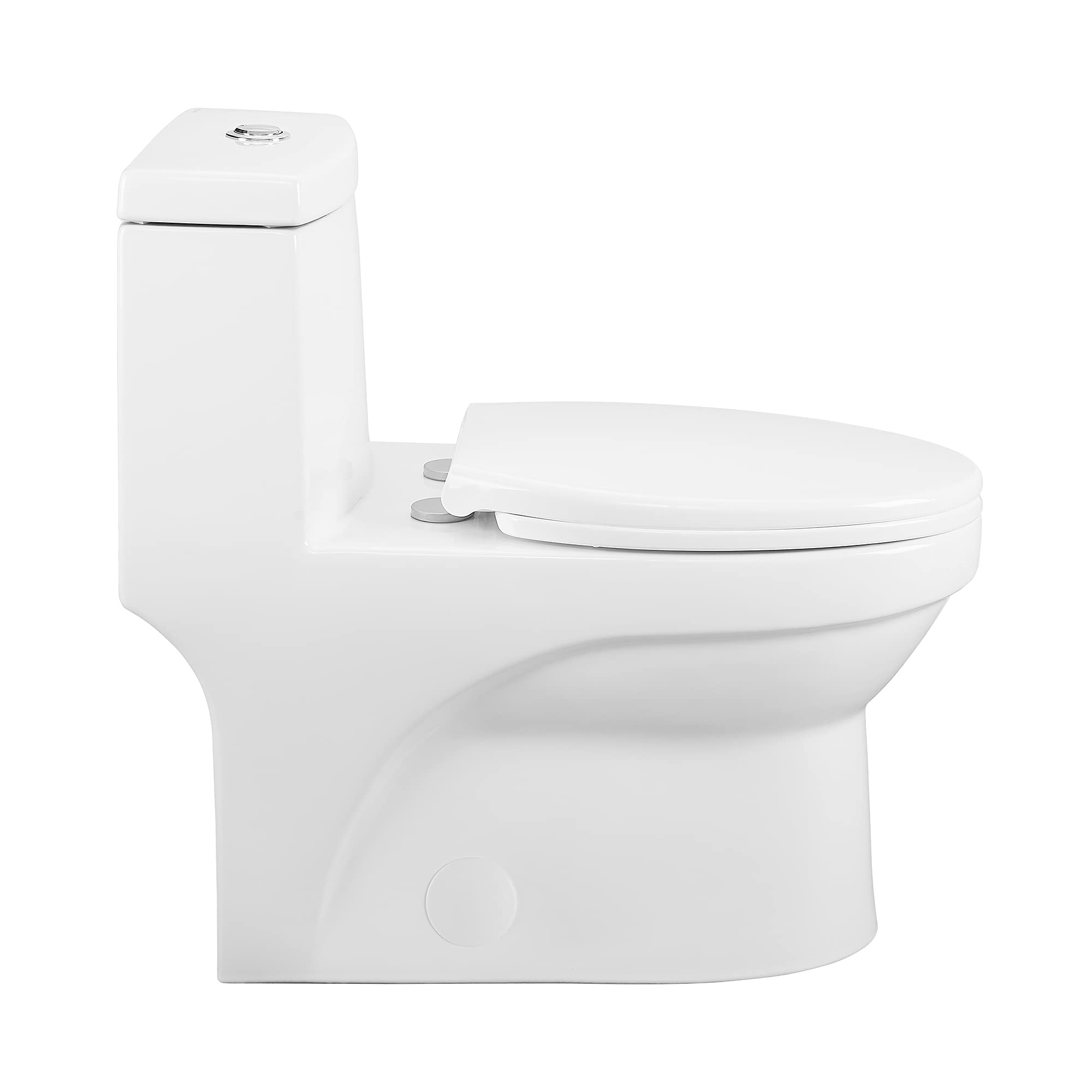 Swiss Madison SM-1T118 Virage One Piece Elongated Dual Flush Toilet 0.8/1.28 GPF - High Efficiency Water Saving Design - Glossy White - Perfect for Modern Bathrooms & Small Spaces