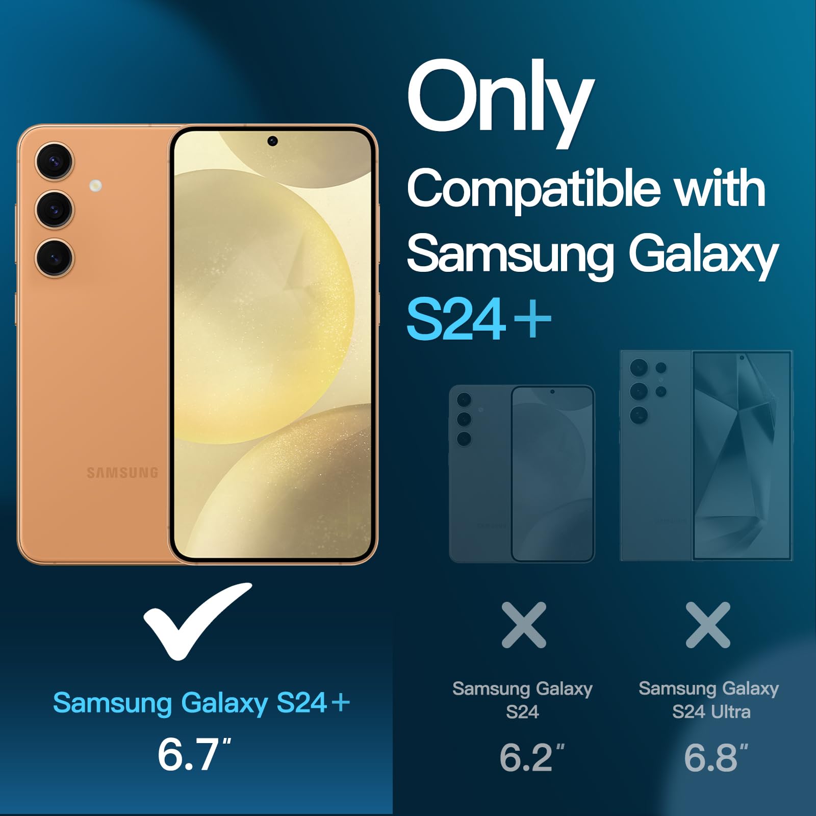 JETech 5-in-1 Matte Protective Case for Samsung Galaxy S24+ 5G | Shockproof Phone Cover with 2-Pack Tempered Glass Screen Protectors & Camera Lens Protector | Translucent Back Design (Sandstone Orange) | Perfect for Work, Travel & Outdoor Activities