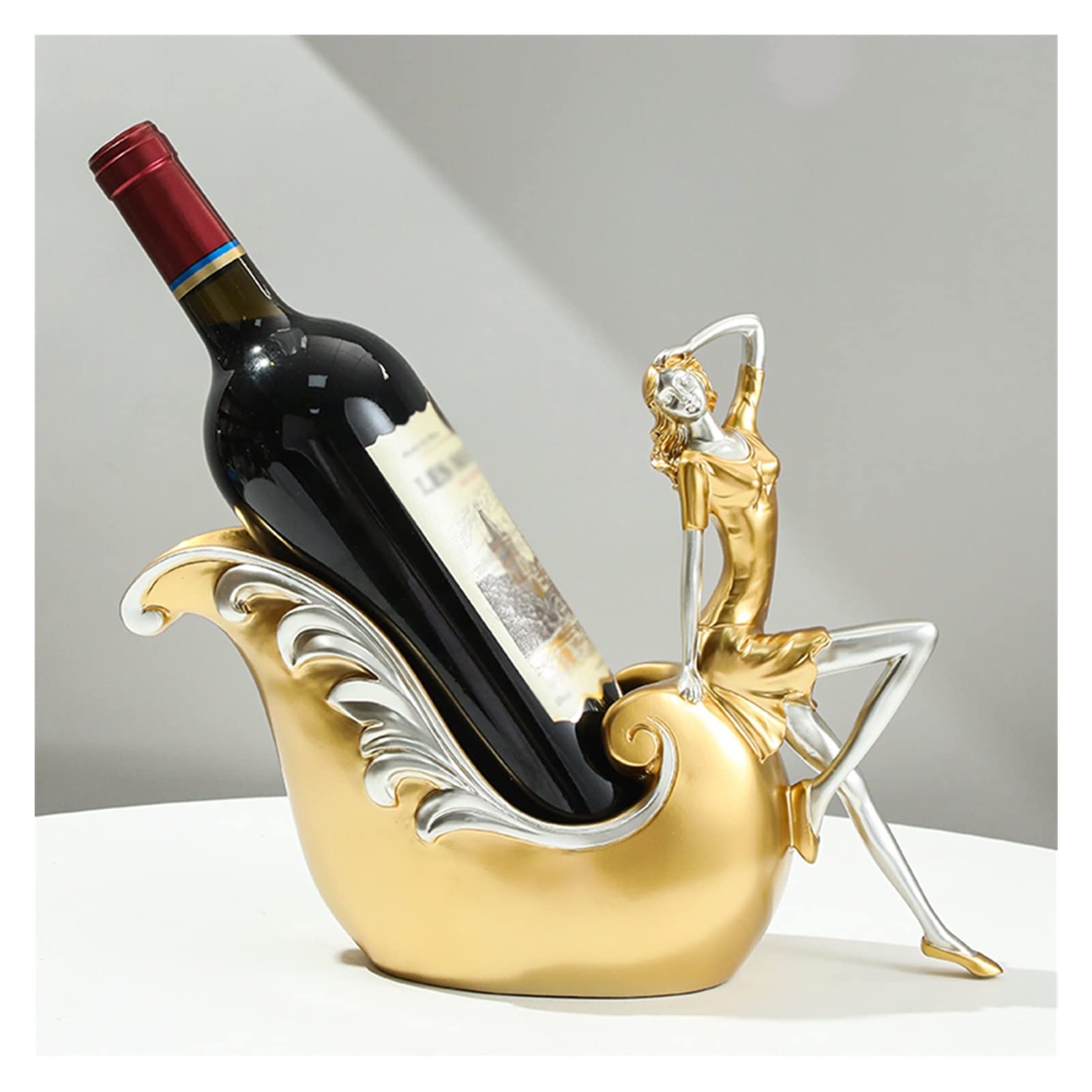 Elegant Gold Resin Wine Rack Statue - Sexy Beauty Figurine Bottle Holder for Kitchen & Home Decor | Single Wine Storage Organizer & Centerpiece | Perfect for Dining Room, Bar Counter, and Gift Giving