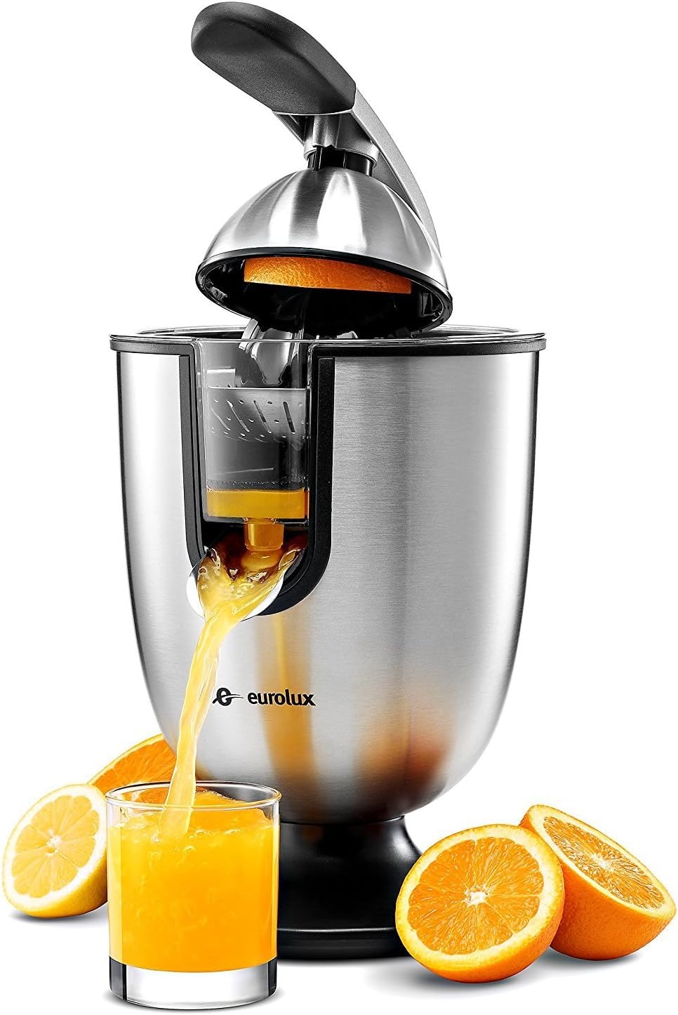Premium Electric Orange Juicer - Stainless Steel Citrus Squeezer with Powerful Motor, Soft Grip Handle & Auto Shutoff | Dishwasher Safe, Adjustable Pulp Control | Perfect for Fresh Juice, Cocktails, Breakfast & Healthy Living