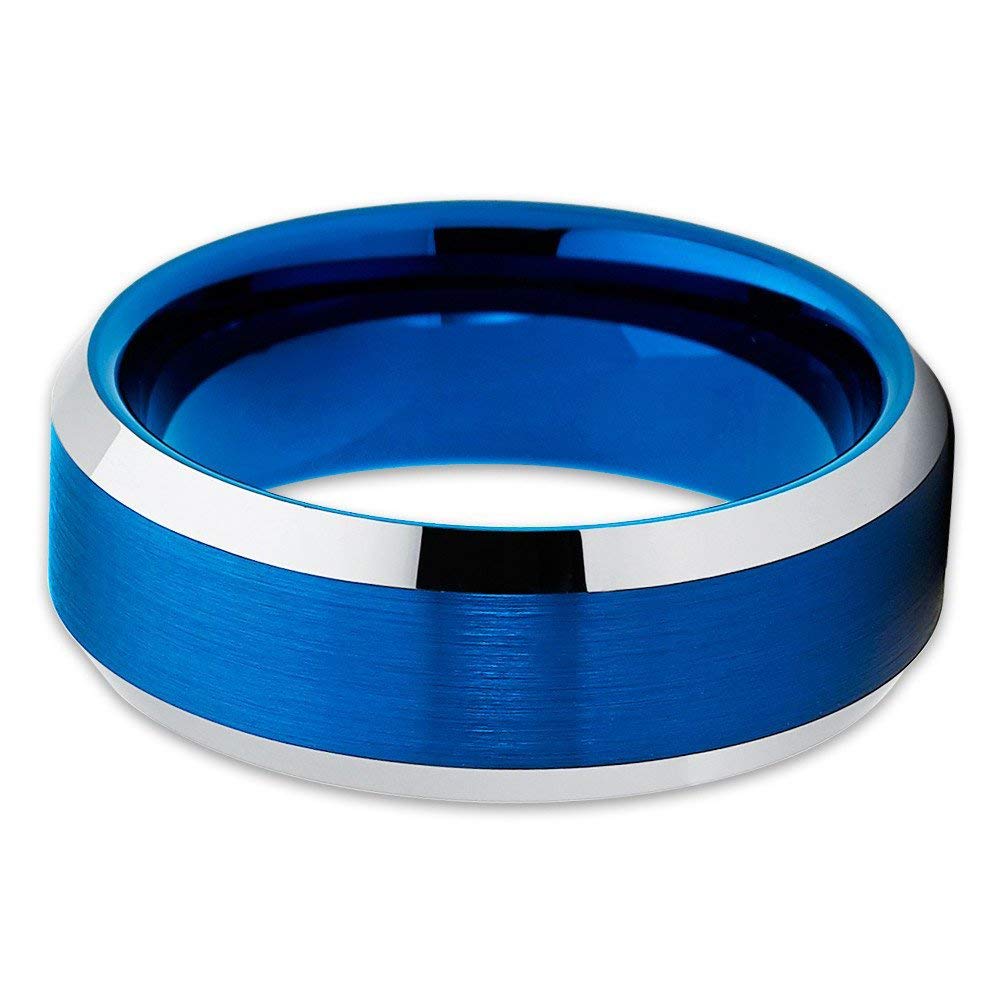 Blue Tungsten Wedding Ring for Men & Women - Durable Comfort Fit Anniversary & Engagement Band - Perfect for Everyday Wear, Proposals & Special Occasions