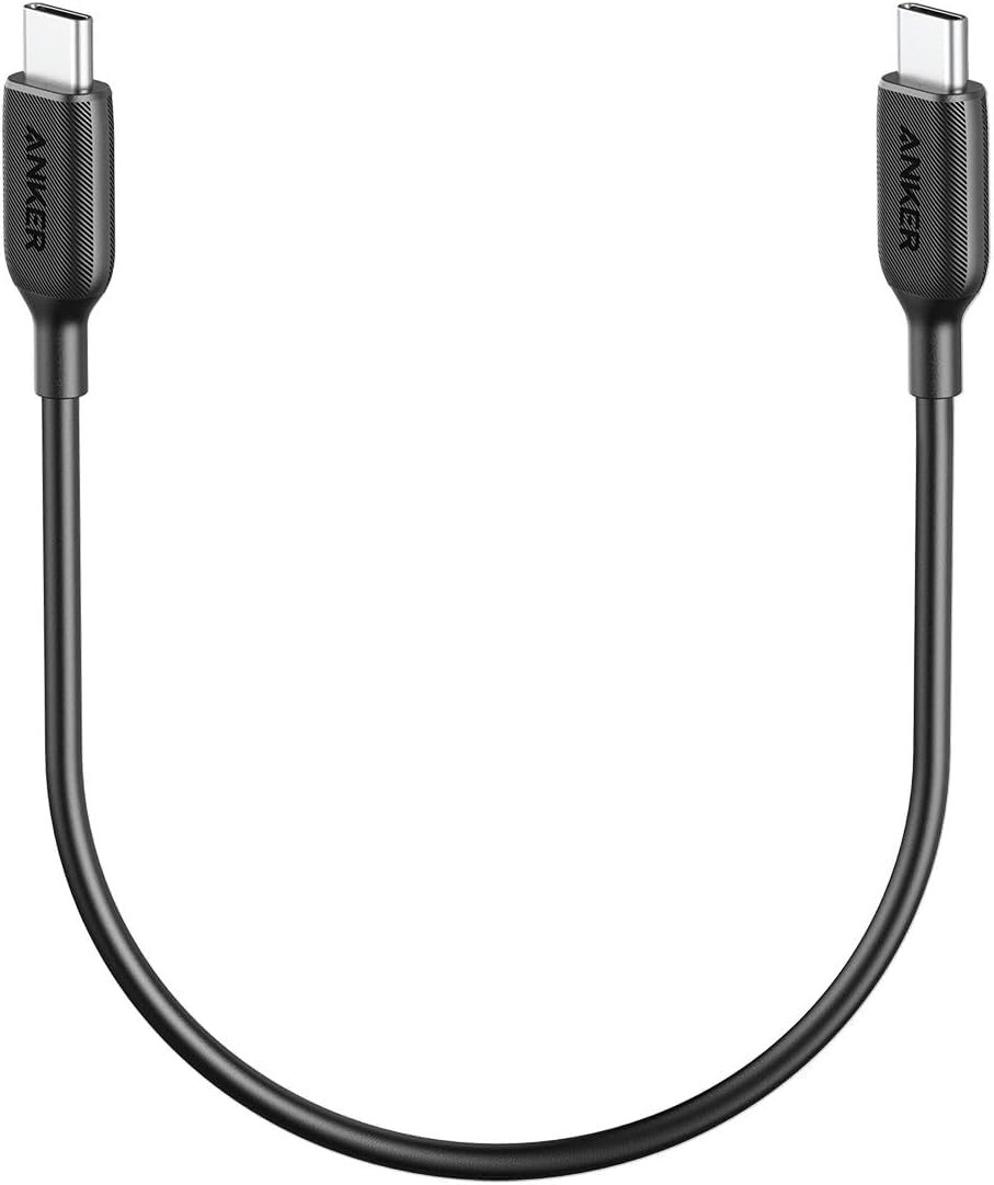 Anker Powerline III USB-C to USB-C Cable (1FT/0.3M) 60W Fast Charging Cable for MacBook Pro 2020, iPad Pro 2020, iPhone 16/15 Series, Nintendo Switch, Google Pixel - USB 2.0 Data Sync & PD Charging - Durable Nylon Braided (Black) - Perfect for Travel, Office & Home Charging