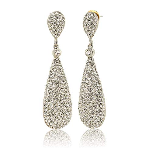Elegant Champagne Drop Earrings with CZ Diamonds - Silver & Gold Plated Jewelry for Women | Perfect for Weddings, Parties & Special Occasions
