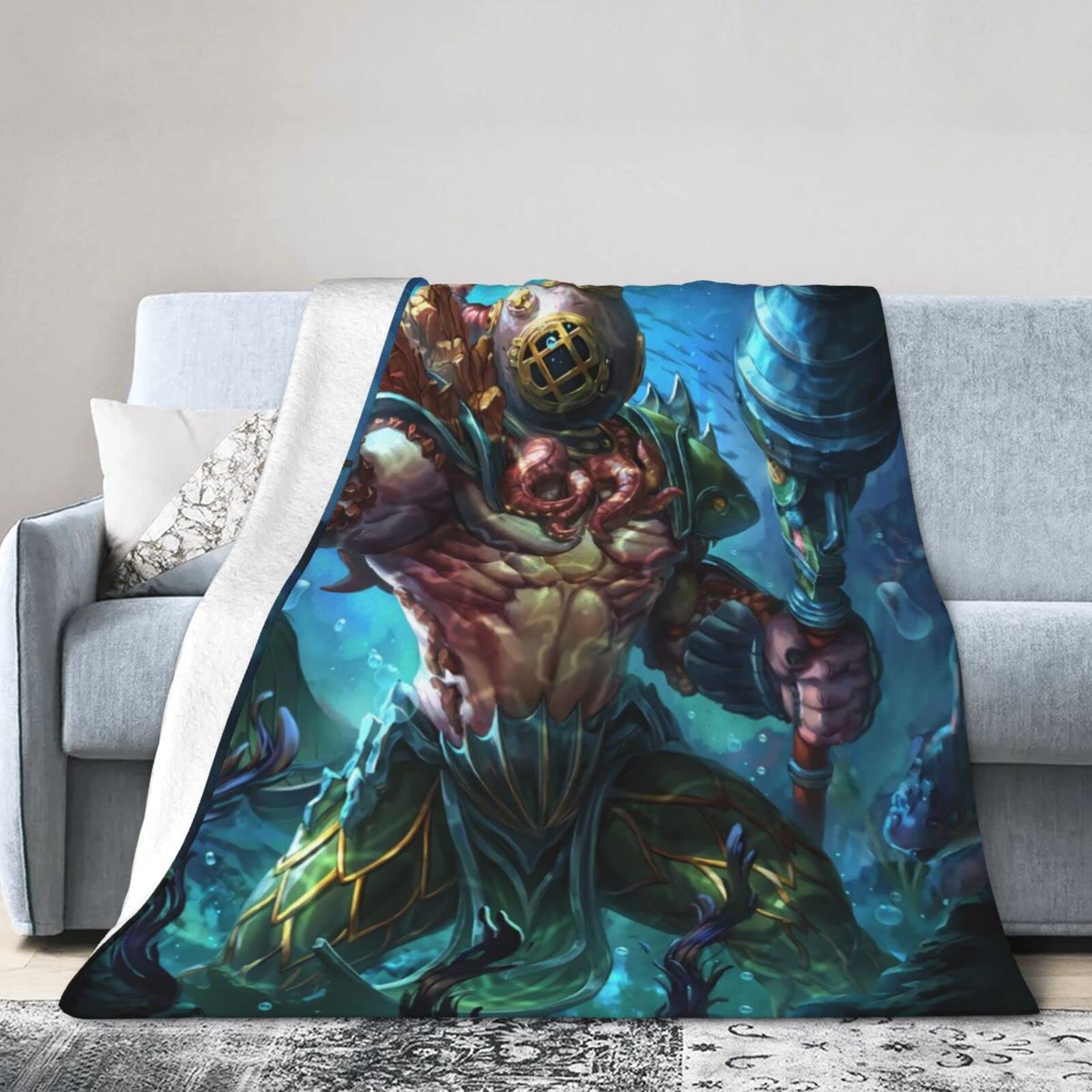 Subnautica Themed Lightweight Plush Throw Blanket 80x60 Inches - Ultra Soft & Cozy Air Conditioner Blanket for Bed, Sofa, Gaming and Movie Nights