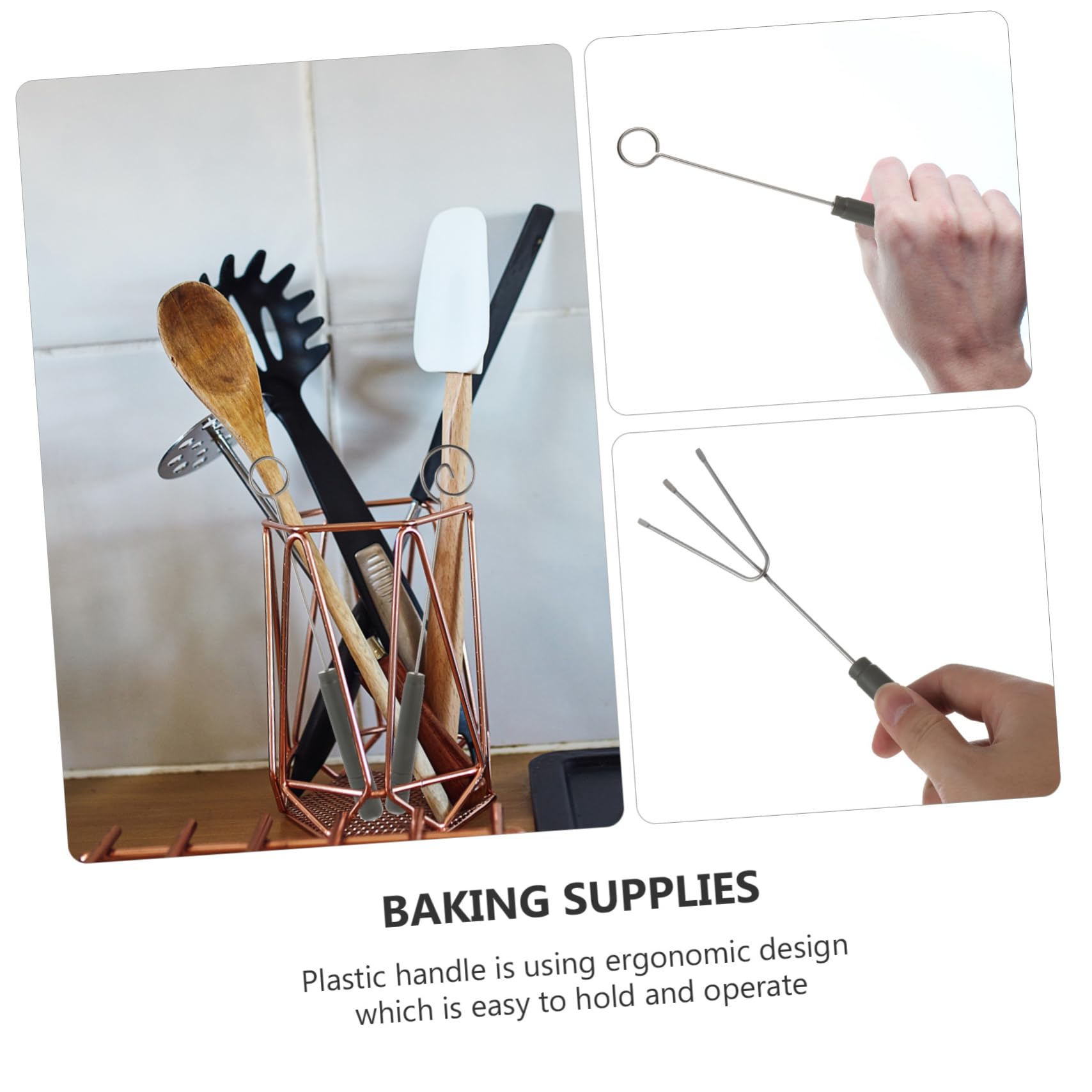 3-Piece Stainless Steel Fondue Forks Set - Heat-Resistant Chocolate & Cheese Dipping Forks with Ergonomic Handle for Melting Pots, Baking, Parties - Smooth Surface Easy Clean (Ideal for Valentine's Day & Family Gatherings)