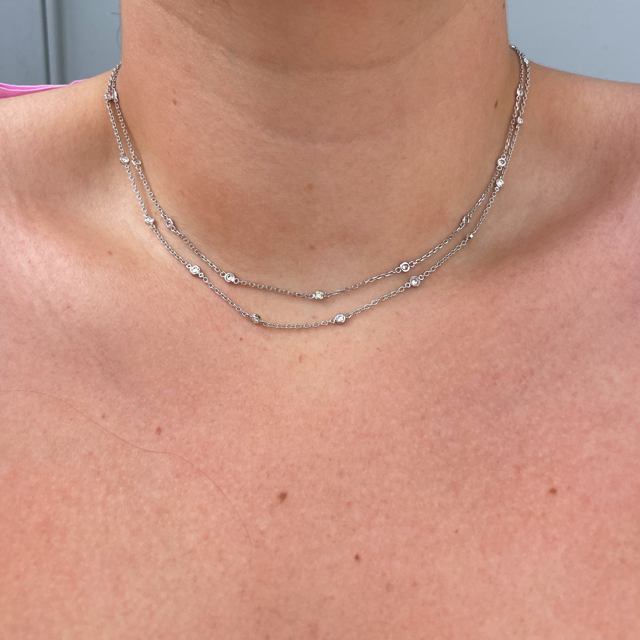 0.50 Carat Diamond by the Yard 14-Station 14K White Gold Necklace for Women - Elegant Everyday Jewelry & Special Occasion Gift