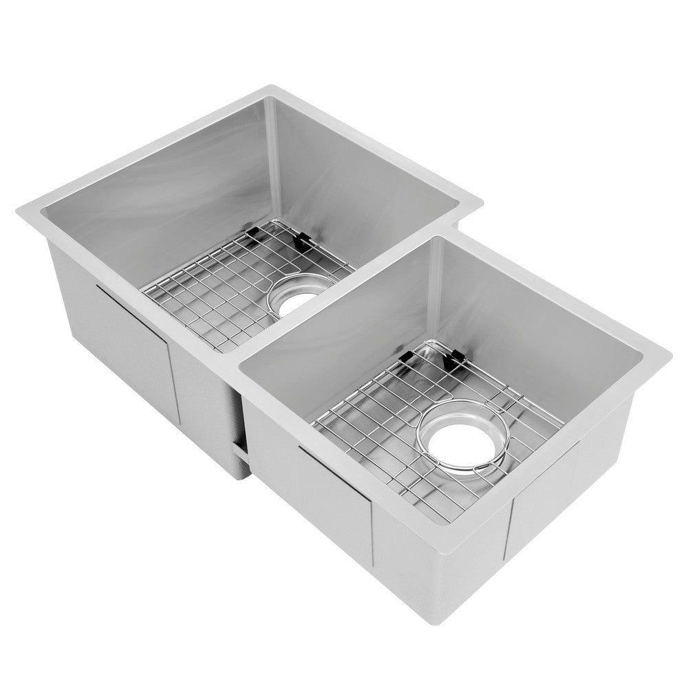 ZLINE Jackson 32-Inch Undermount Double Bowl Stainless Steel Kitchen Sink with Bottom Grid (SRDR 32) - Perfect for Modern Kitchens, Food Prep & Dishwashing
