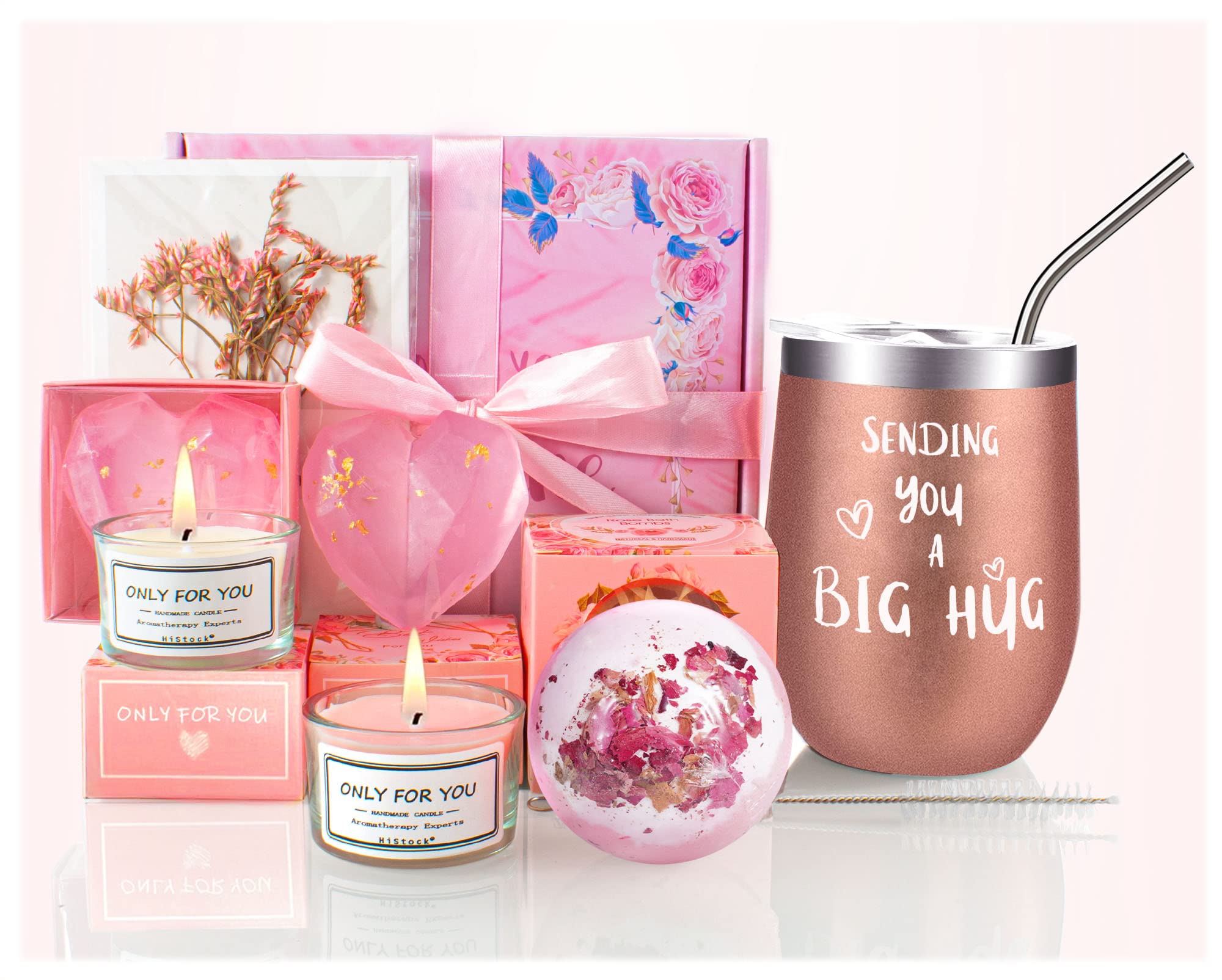 HiStock Get Well Soon Gifts for Women - Insulated Tumbler Set, Bath Bomb, Scented Candles, Luxury Soap in Gift Box | Thoughtful Birthday & Christmas Presents for Sister, Female Friends | Perfect for Relaxation, Self-Care & Special Occasions