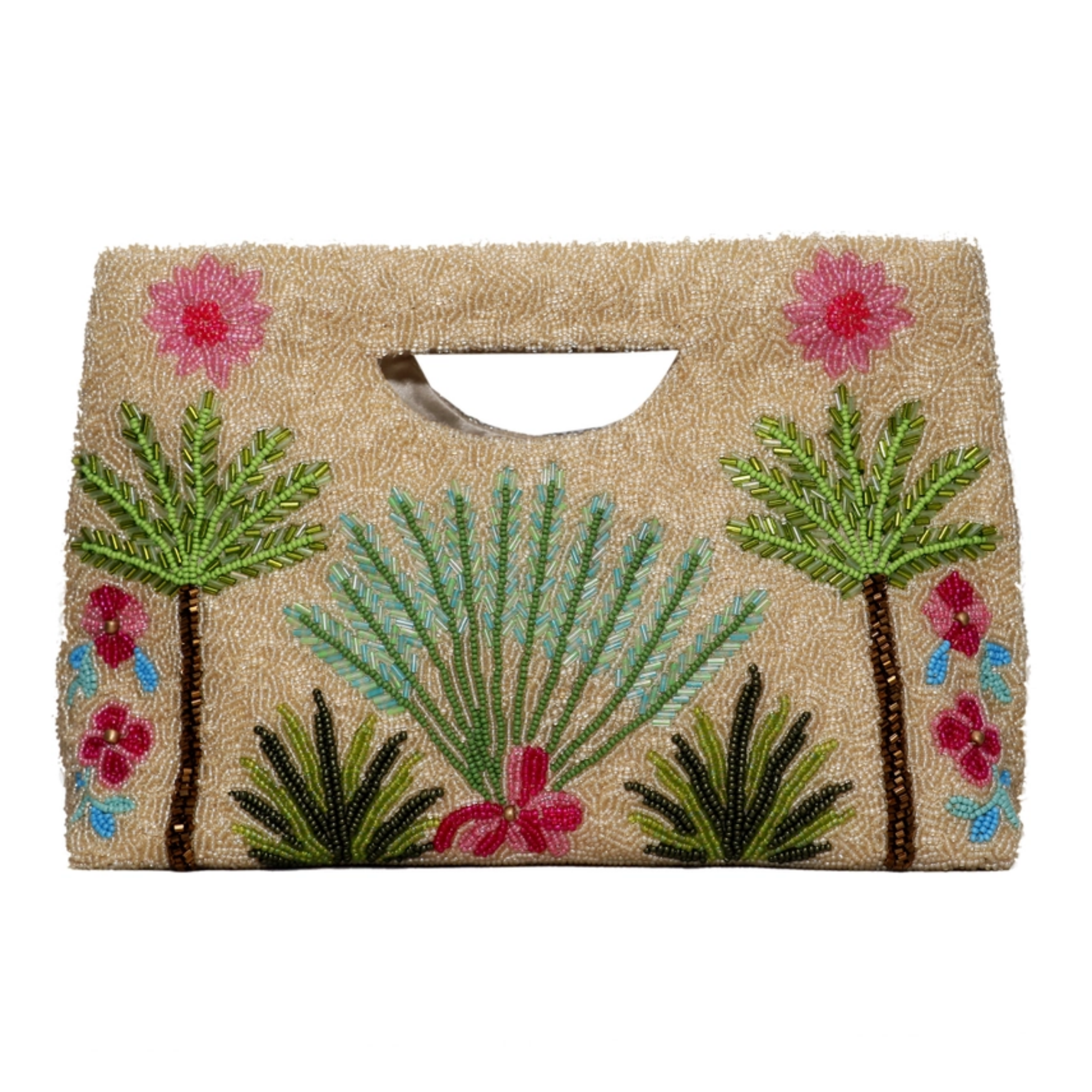 Beaded Palm Tree Clutch Purse - Elegant Beaded Handbag for Women, Tropical Themed Evening Bag, Perfect for Beach Parties, Weddings & Summer Events