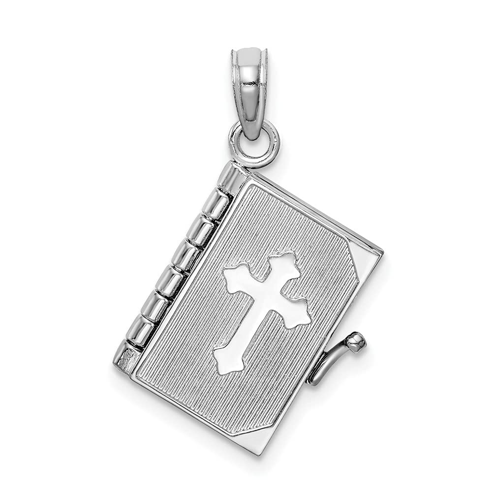 FJC Finejewelers 10K White Gold 3D Lord's Prayer Bible Charm Pendant - 22.25mm x 16.34mm - Perfect for Christian Jewelry Gifts, Bible Study Accessories & Faith-Based Fashion