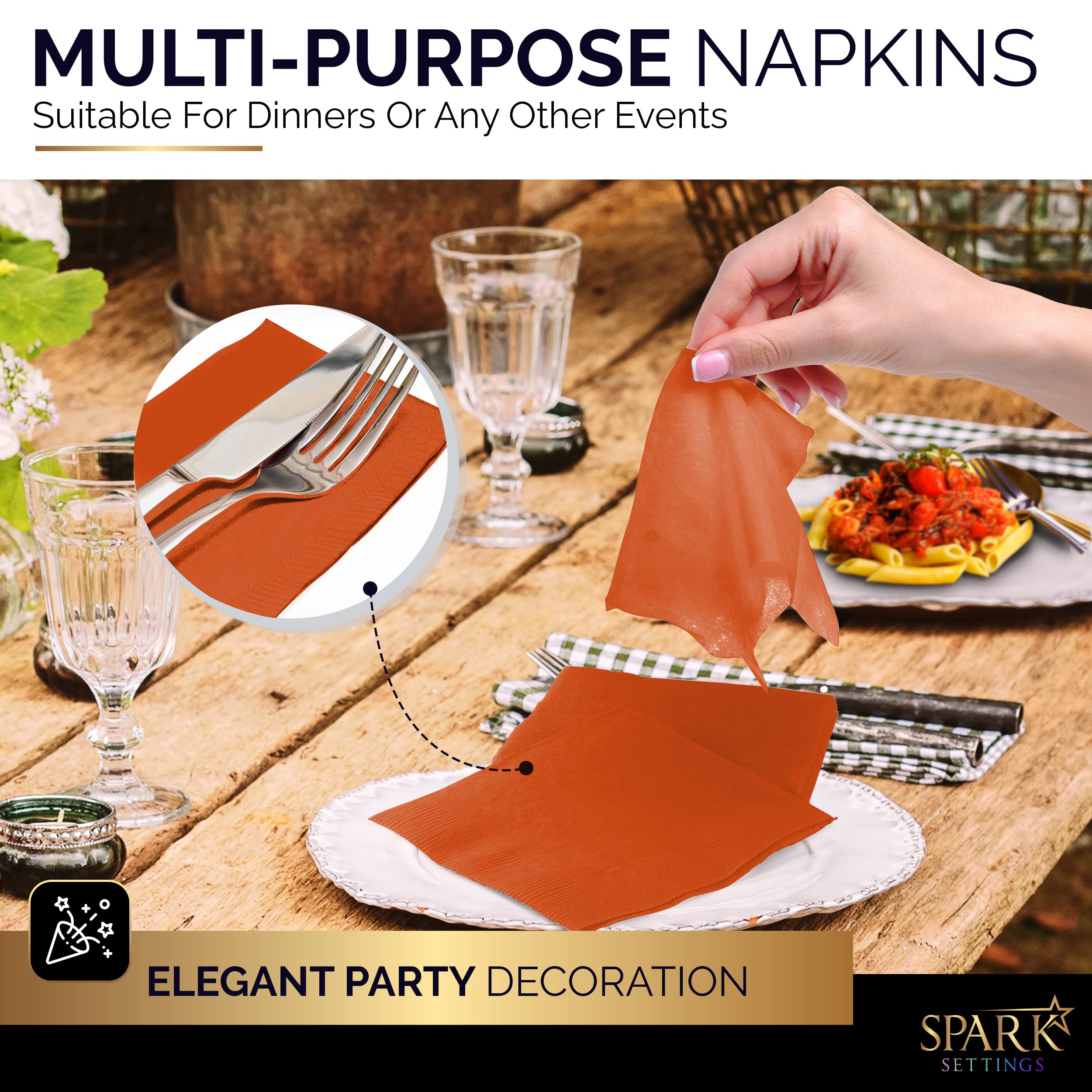 200-Count Black & Orange Beverage Napkins - Halloween Party, Wedding, Birthday, Dinner, Cocktail Party Supplies (5