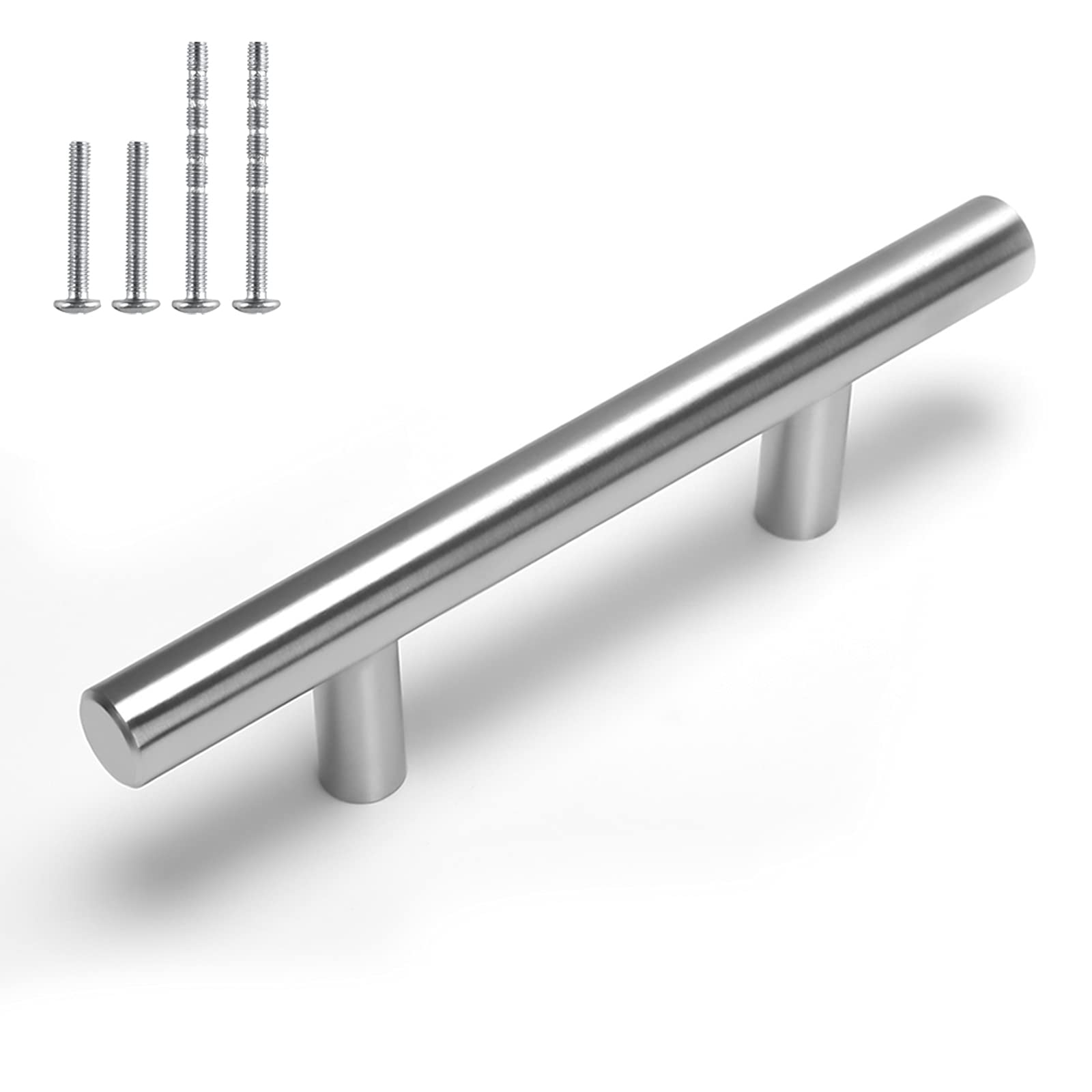 25 Pack 3 Inch Brushed Nickel Cabinet Pulls - Modern Stainless Steel Drawer Handles & Cupboard Hardware (5 Inch Overall Length) - Perfect for Kitchen Cabinets, Bathroom Vanities & Furniture Upgrades