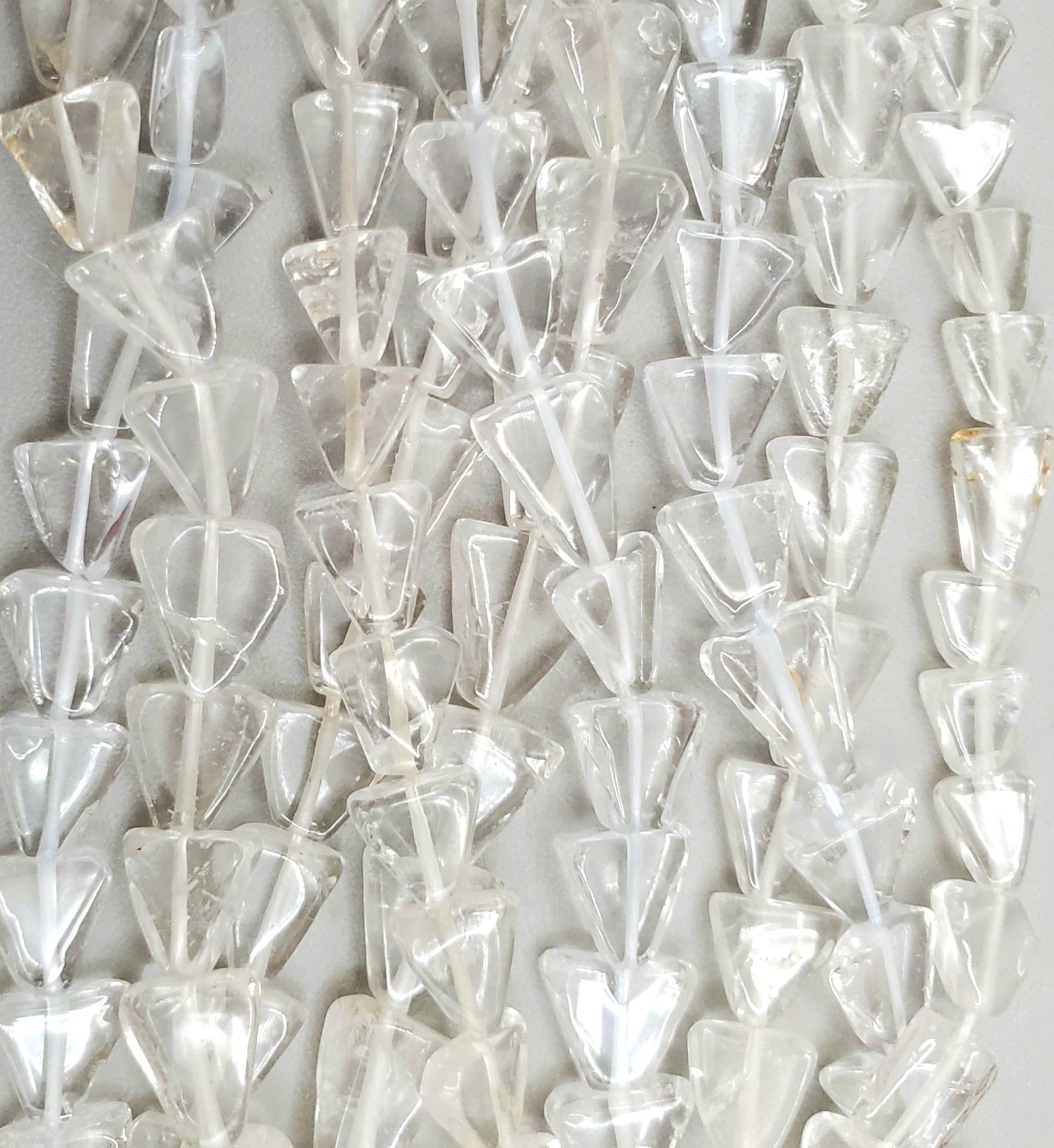 Premium Clear Quartz Flat Triangle Beads Strand - Natural Healing Crystal for Jewelry Making, Meditation & Energy Work - DIY Bracelets, Necklaces & Spiritual Crafts