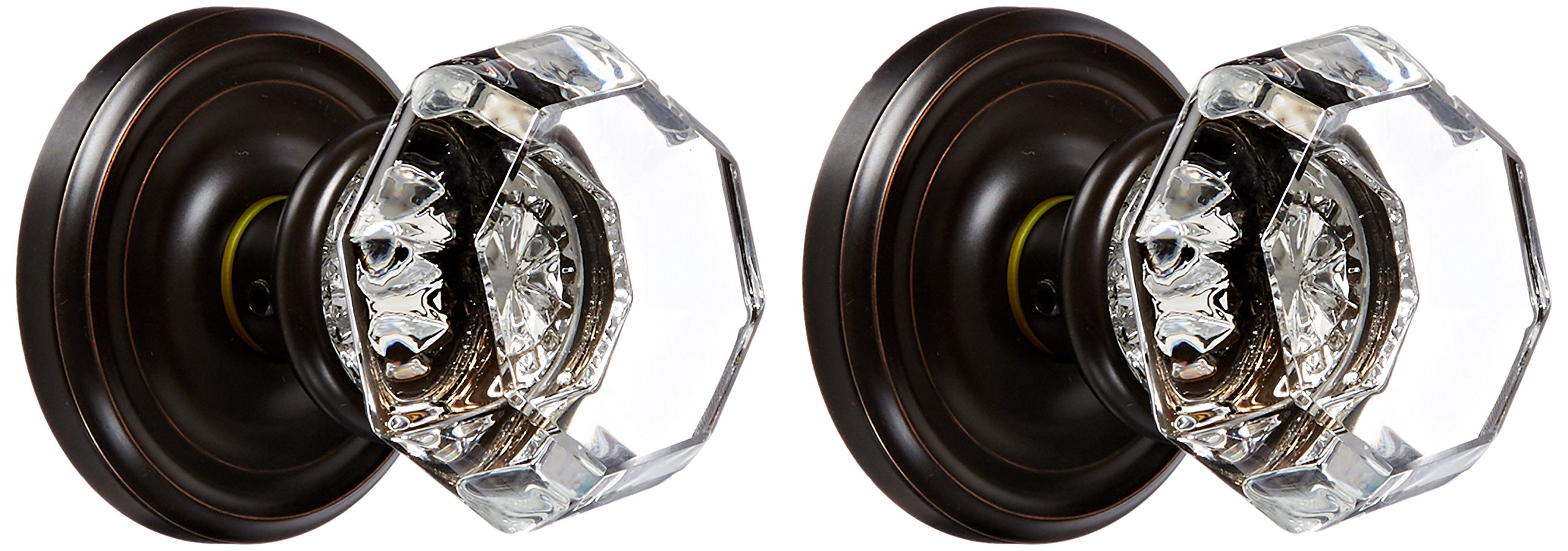 Emtek 8050-OT-US10B Old Town Clear Crystal Dummy Door Knob Set of 2 - Oil Rubbed Bronze Finish with Regular Rosette | Perfect for Closet Doors, Pantries & Interior Decoration