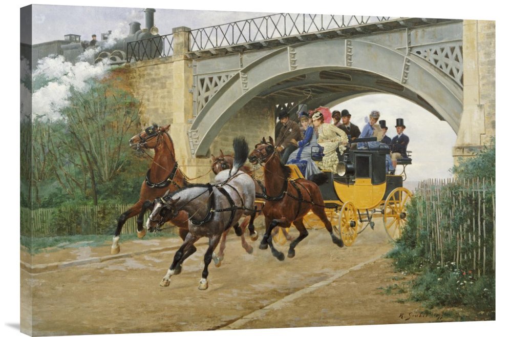 Jean Richard Goubie 'Startled by Steam' Gallery Wrap Giclee Canvas Wall Art Print - Premium Home Decor for Living Room, Bedroom & Office