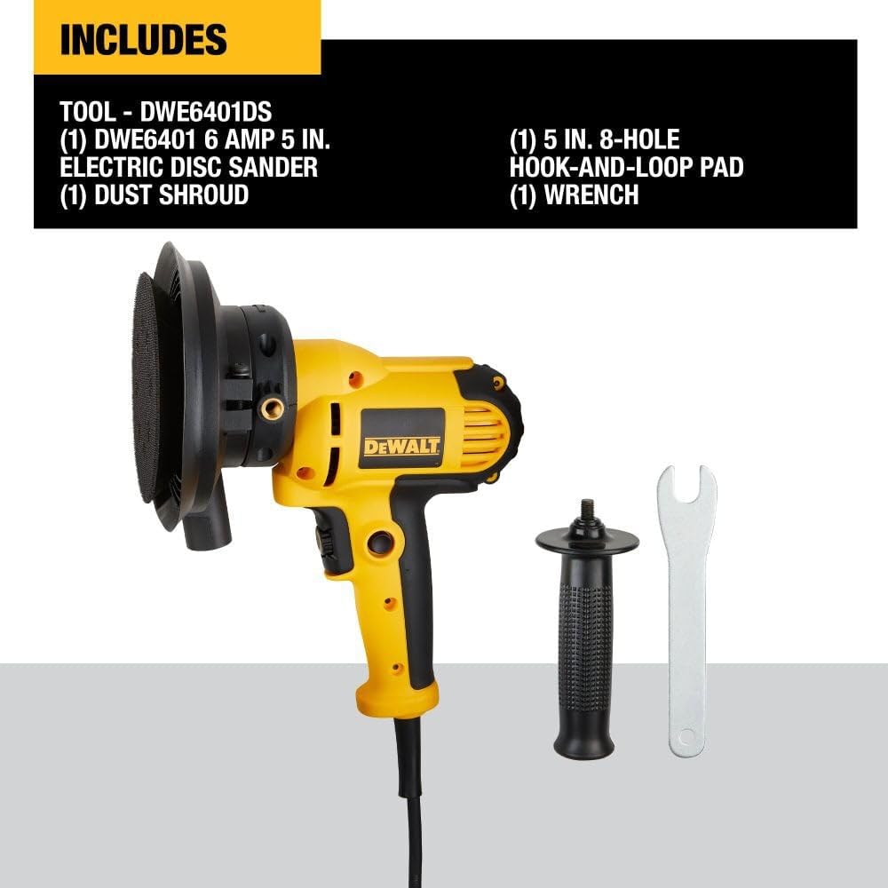 DEWALT 5-Inch Variable Speed Rotary Sander with Dust Shroud - Professional Woodworking & Metal Sanding Tool for DIY Projects & Home Renovation