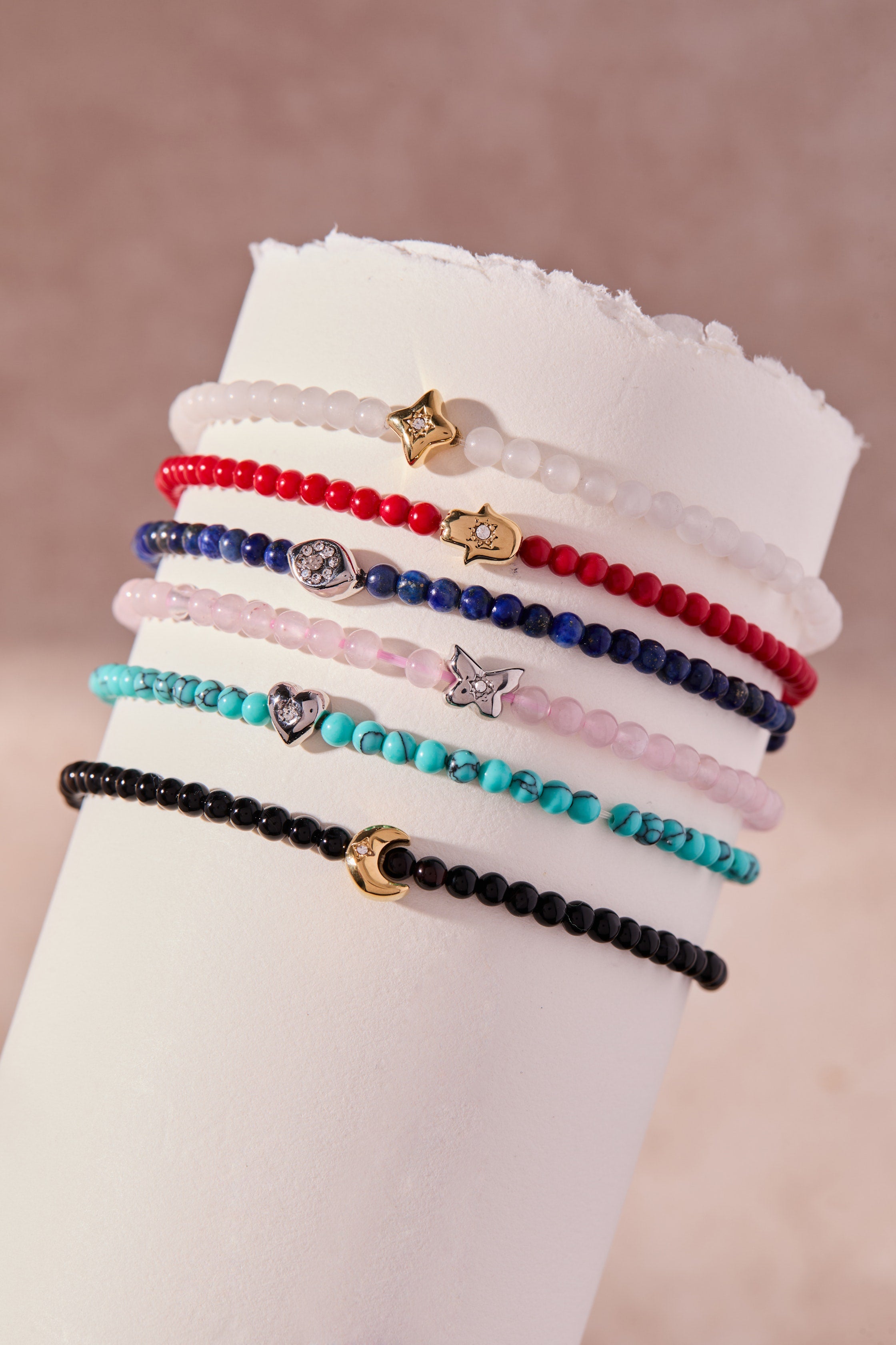 Hamsa Coral Mini Stretch Bracelet for Women - Handmade Adjustable Beaded Bracelet with Evil Eye Protection - Perfect for Yoga, Meditation & Boho Fashion Accessories