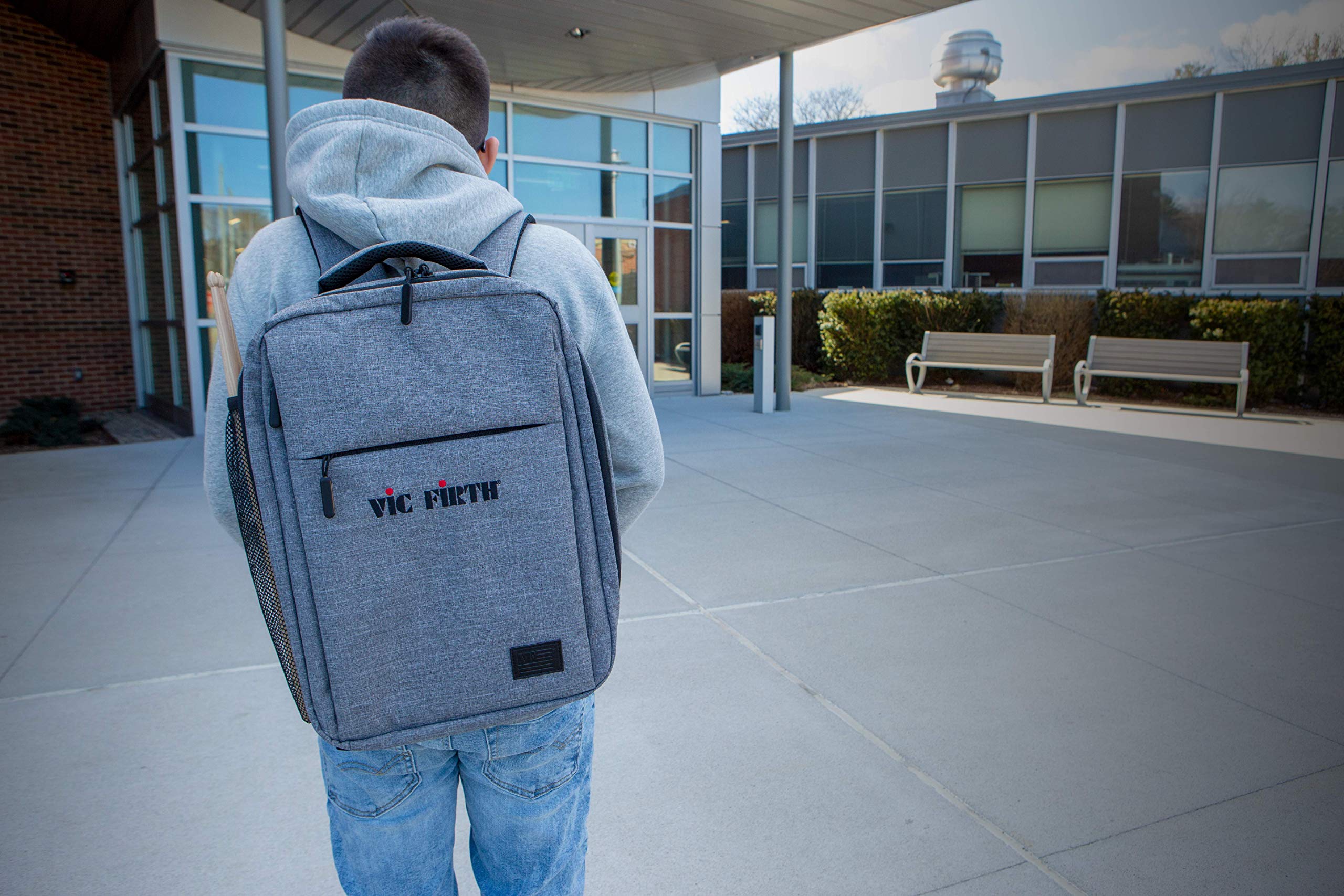 Vic Firth Gray Travel Backpack - Durable & Lightweight Music Gear Backpack for Drumsticks & Accessories - Perfect for Musicians, Drummers & Travelers