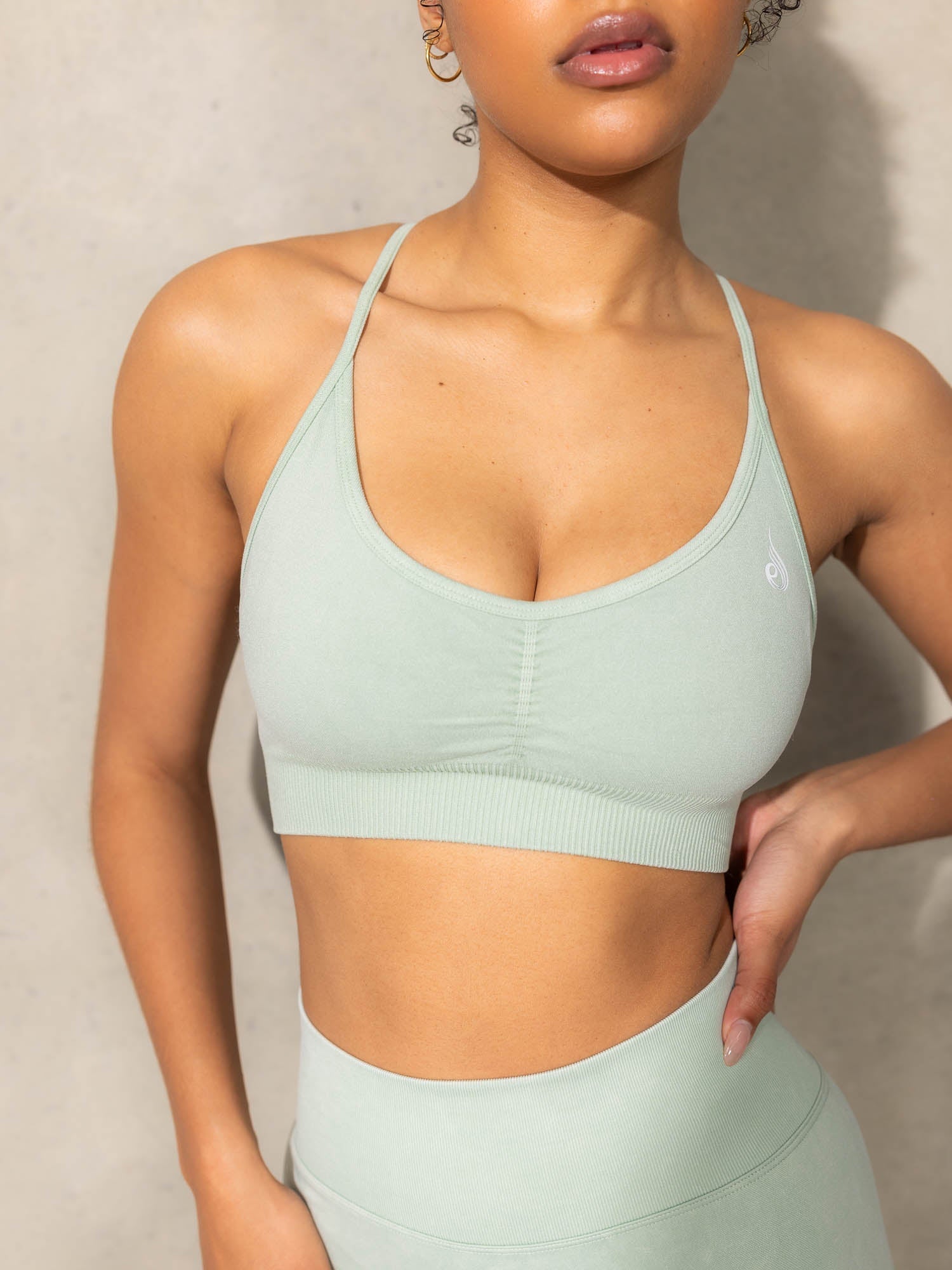 Stonewash Seamless Sports Bra for Women - Mint Green Workout Top for Yoga, Running & Gym - Breathable Comfortable Athletic Support