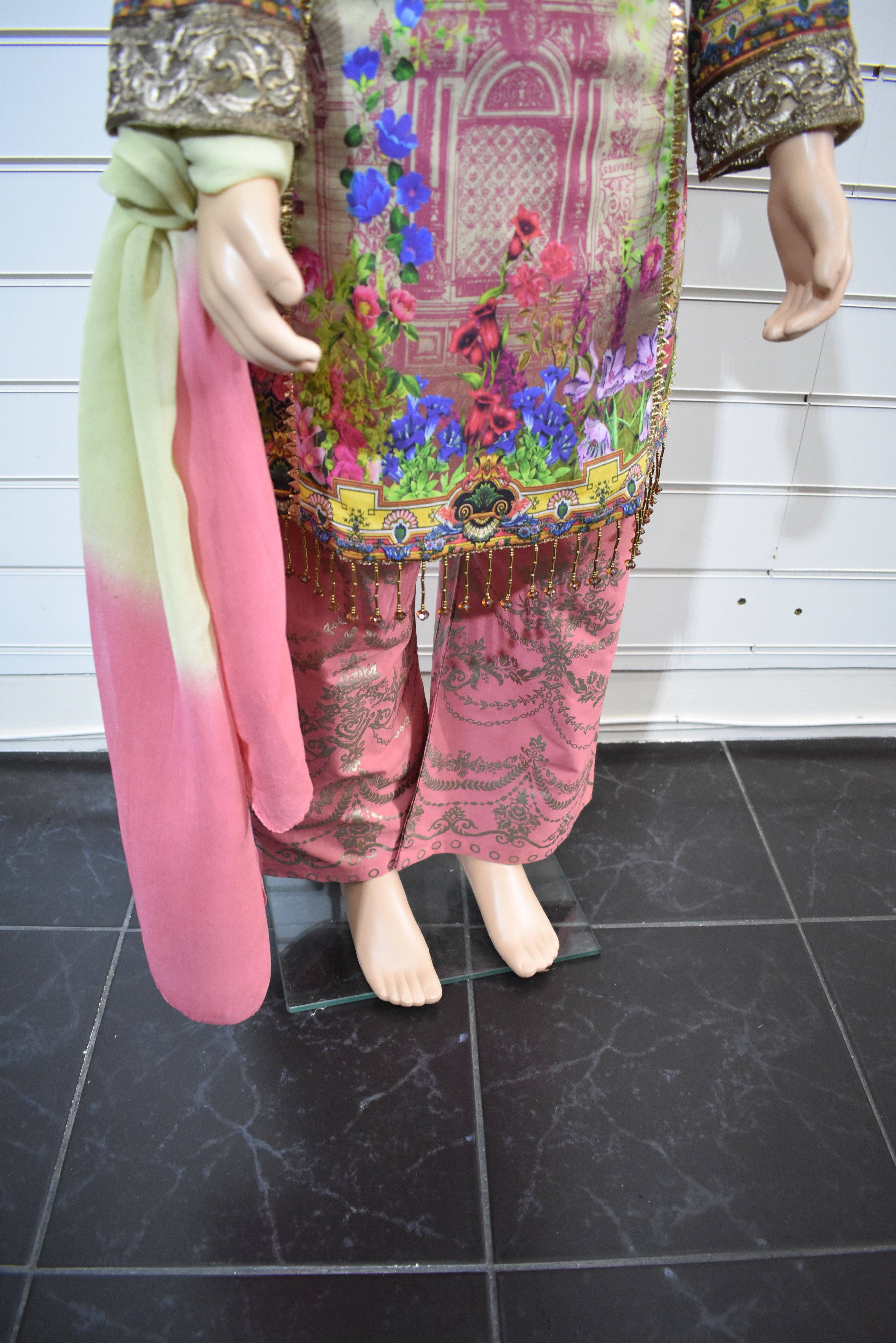 Simrans Kids Digital Print Outfit with Printed Sharara Trousers AL21K - Stylish Ethnic Wear for Girls' Parties & Festivals