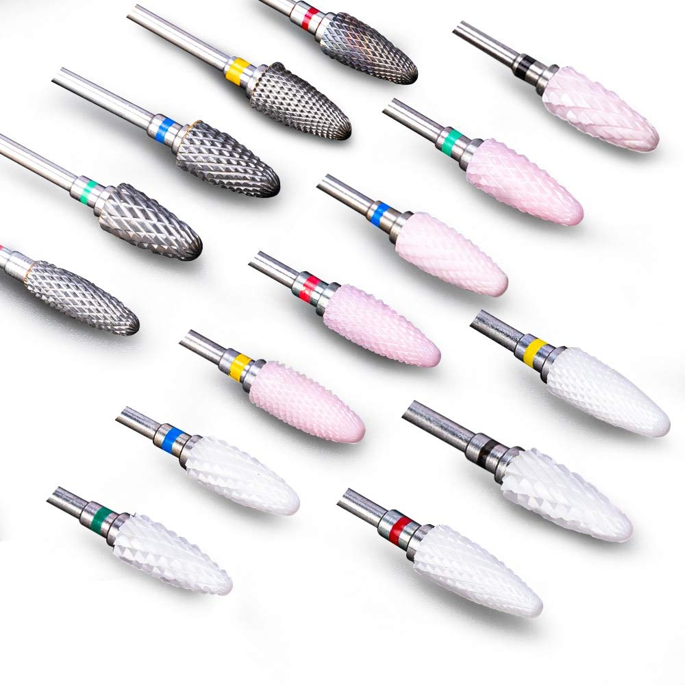Professional Ceramic Carbide Nail Drill Bits - High Speed Rotary Burr Milling Cutters for Electric Nail Drill Machine | Perfect for Manicure, Pedicure & Nail Art Salon Tools | At-Home & Professional Nail Care Use