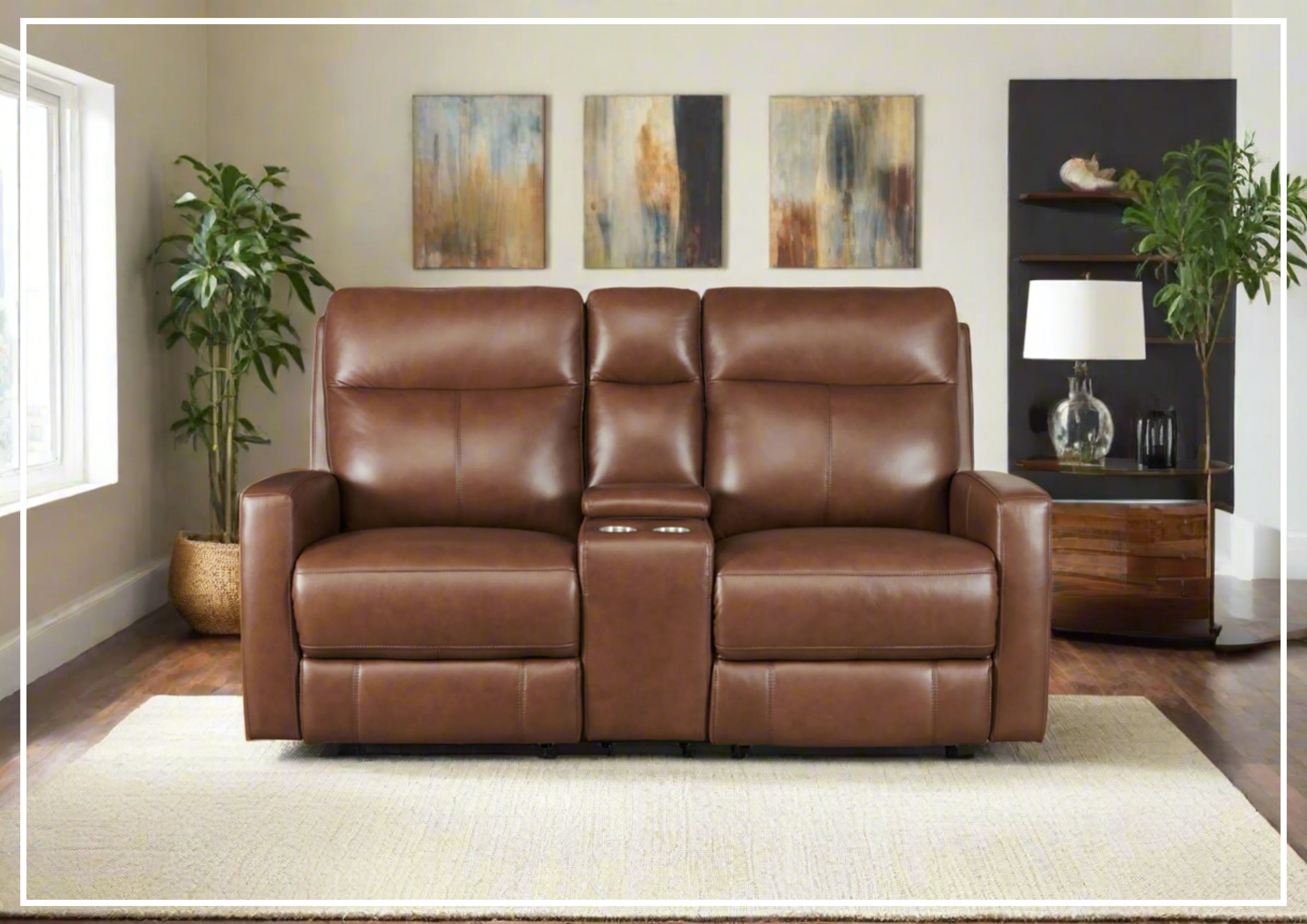 Hydeline Vienna Brown Leather Zero Gravity Reclining Sofa with Console - Modern Recliner Couch for Living Room, Home Theater & Relaxation | Ergonomic Design for Ultimate Comfort