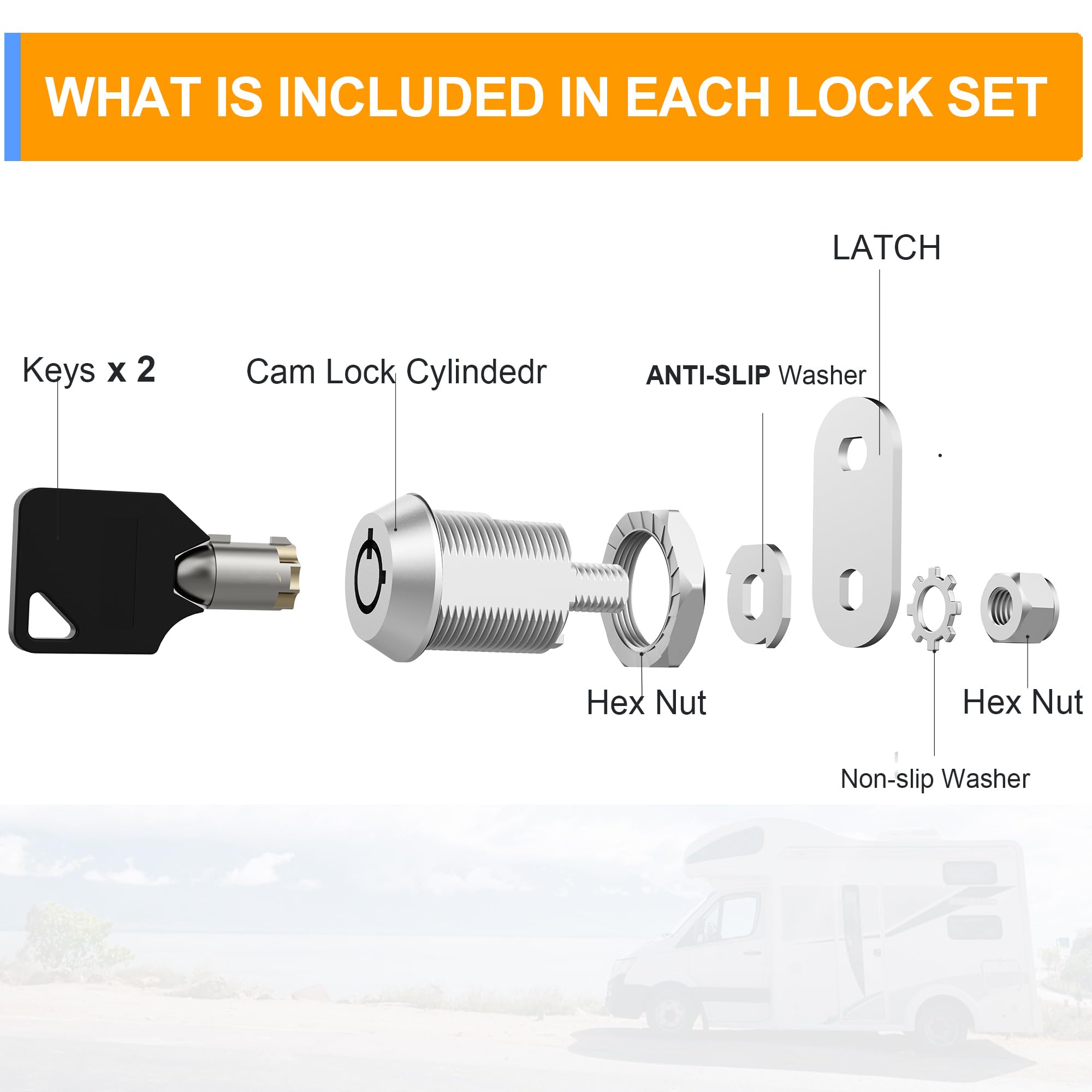 2 Pack Keyed Alike Cabinet Locks with Keys - 5/8
