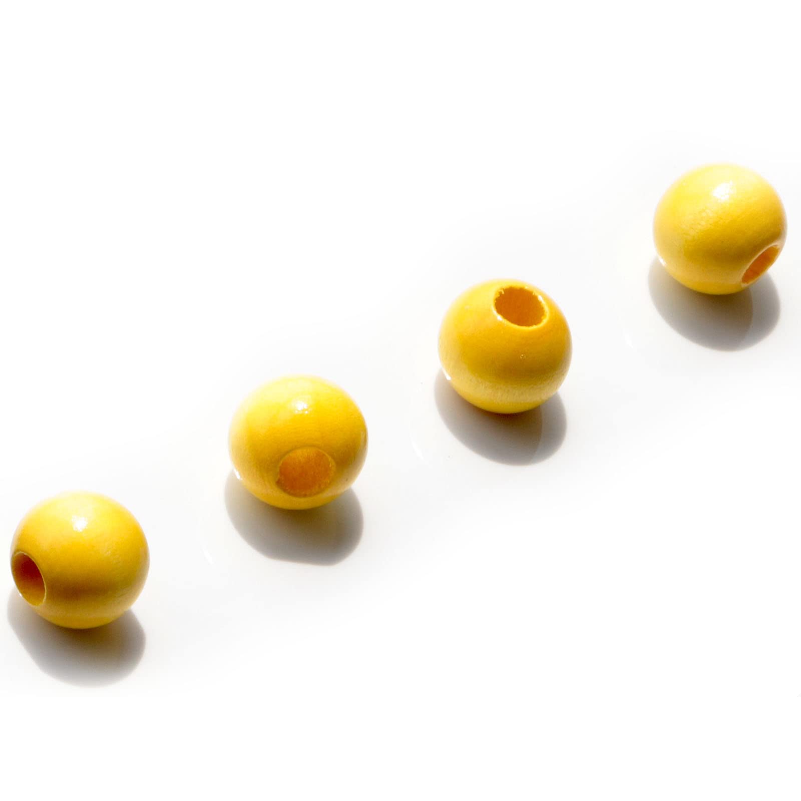 240Pcs 16mm Yellow Wood Beads for Crafts - Large Hole Natural Wooden Beads Perfect for Jewelry Making, DIY Bracelets, Necklaces, and Home Decor