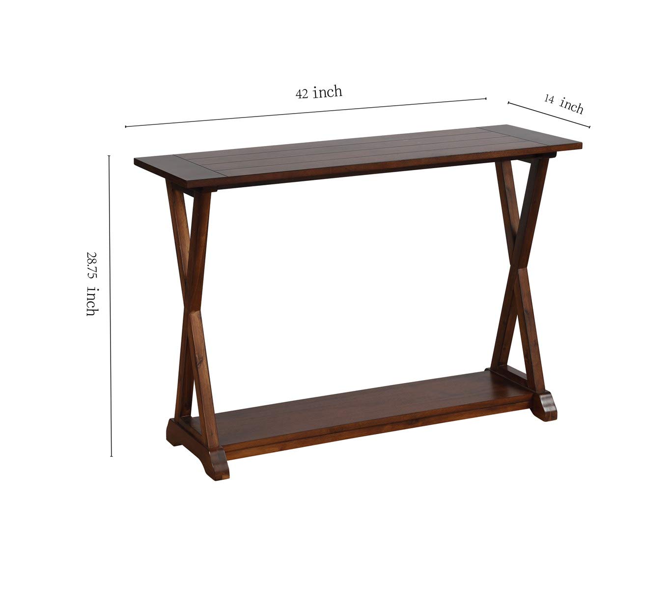 X-Farmhouse Console Table with Storage Shelf - Rustic Entryway Table, Coffee Table & Hallway Organizer for Home Decor & Living Room Storage