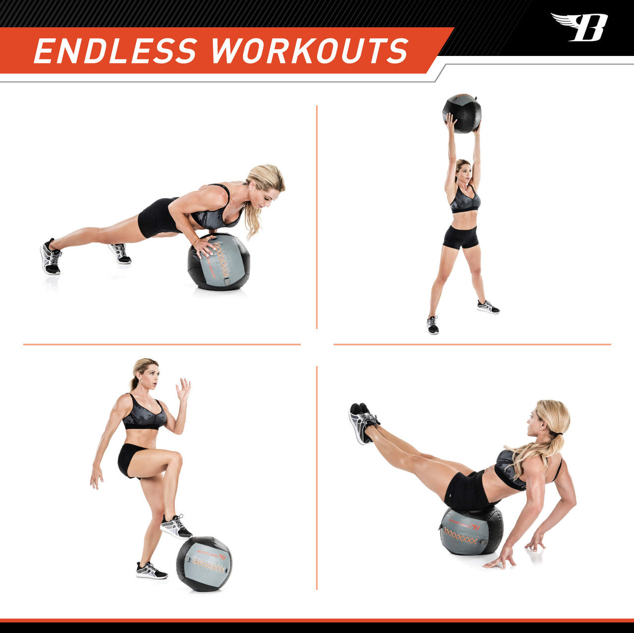 Bionic Body 14lb Weighted Medicine Ball for Strength Training & CrossFit - Perfect for Home Gym, Functional Fitness & Athletic Conditioning | BBWB 1214