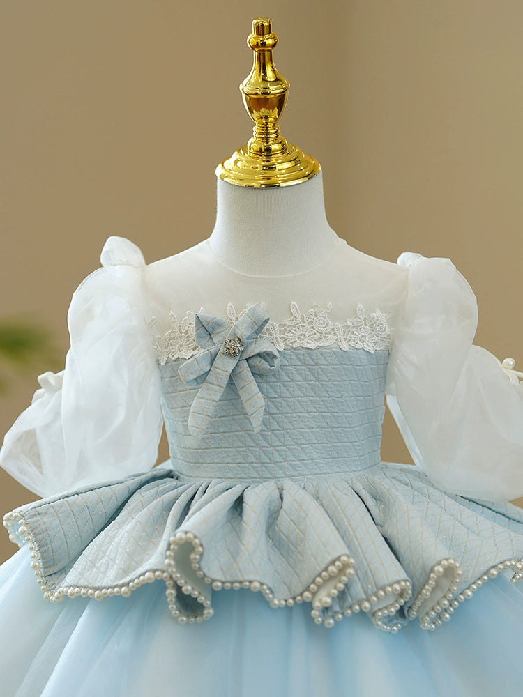 Royal Blue Princess Round Tea-Length Tulle Flower Girl Dress for Weddings & Special Occasions - Perfect for Bridal Parties, Pageants & Formal Events