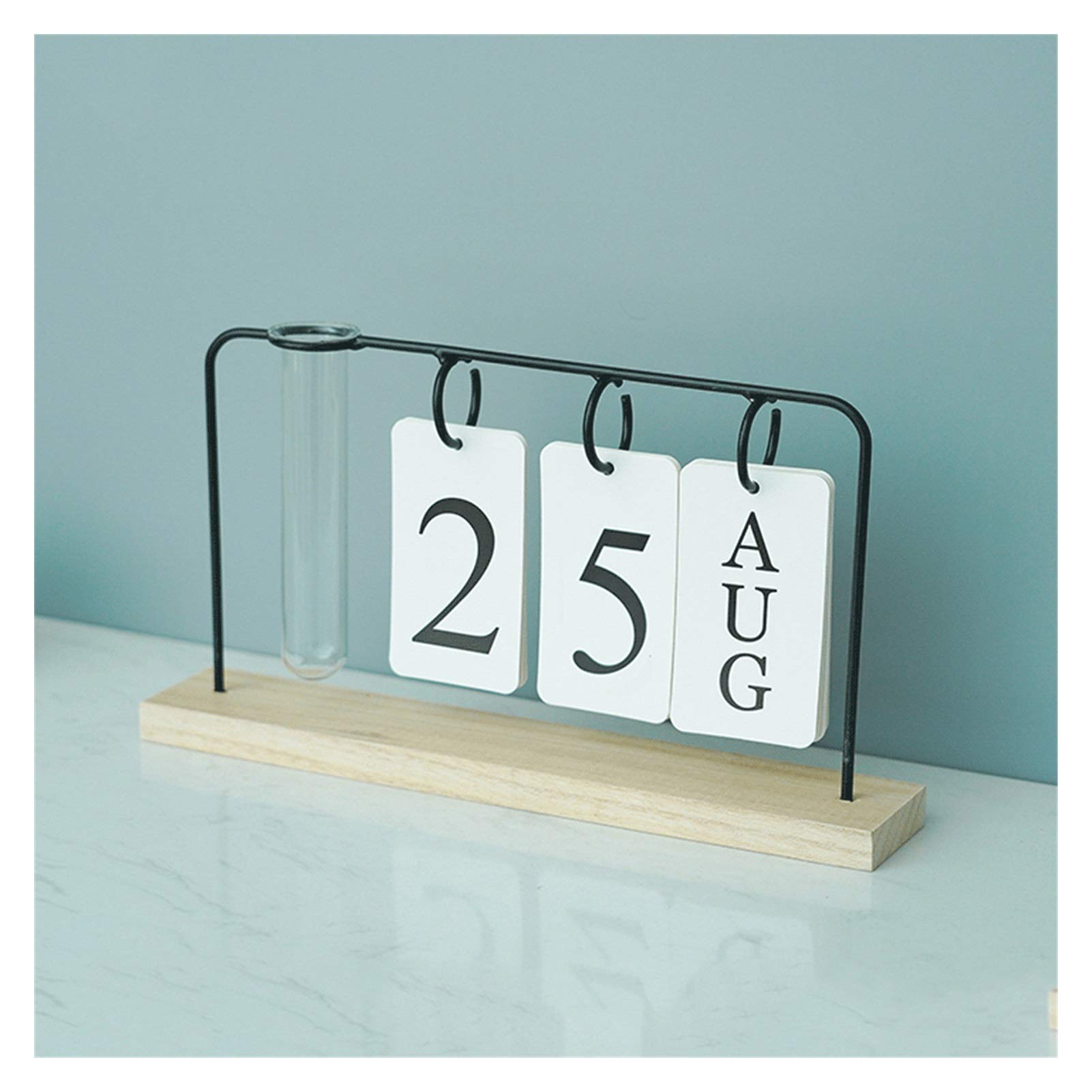 NNR Wooden LED Desk Calendar - Perpetual Flip Calendar with Metal Stand for Home Office Decor, 11.4x6.4x1.9 Inches (Small Bottle Design) - Perfect for Workstation Organization & Gift Giving