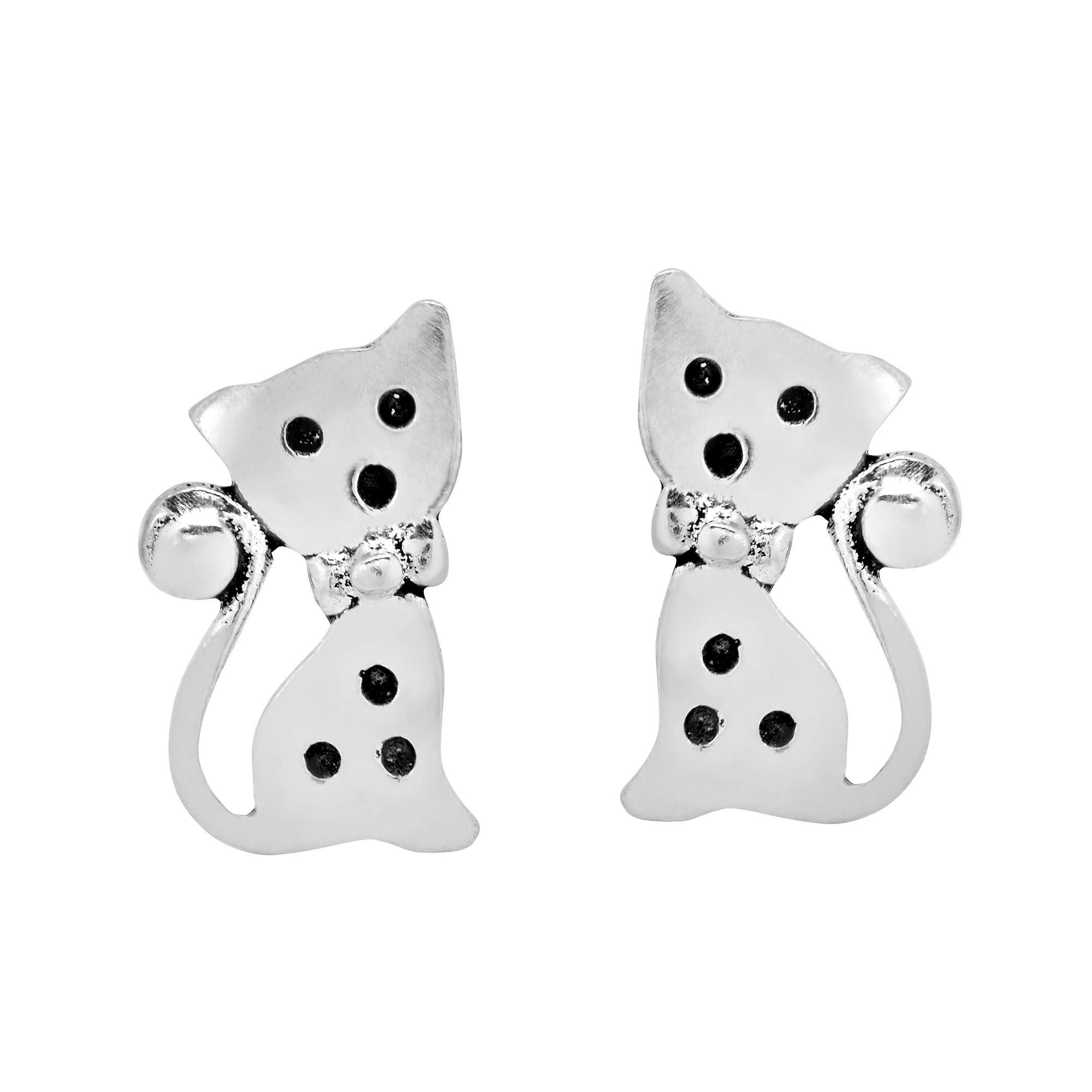 AeraVida .925 Sterling Silver Cat Stud Earrings for Women - Hypoallergenic, Elegant Feline Jewelry Gift for Cat Lovers | Perfect for Casual Wear, Office & Special Occasions