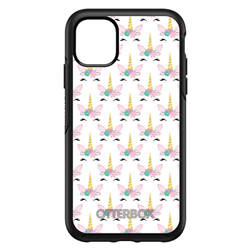 Pastel Unicorn Pattern - White Pink Teal On Black Case