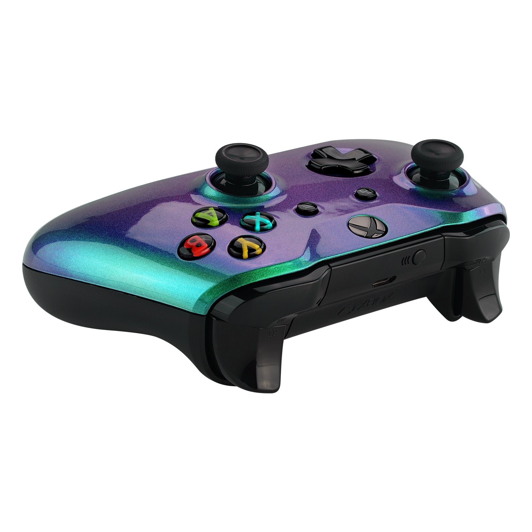 eXtremeRate Chameleon Green & Purple Faceplate Cover - Replacement Front Housing Shell Case for Xbox One X & One S Controller (Model 1708) - Perfect for Gaming, Customization & Controller Repair - SXOFP19