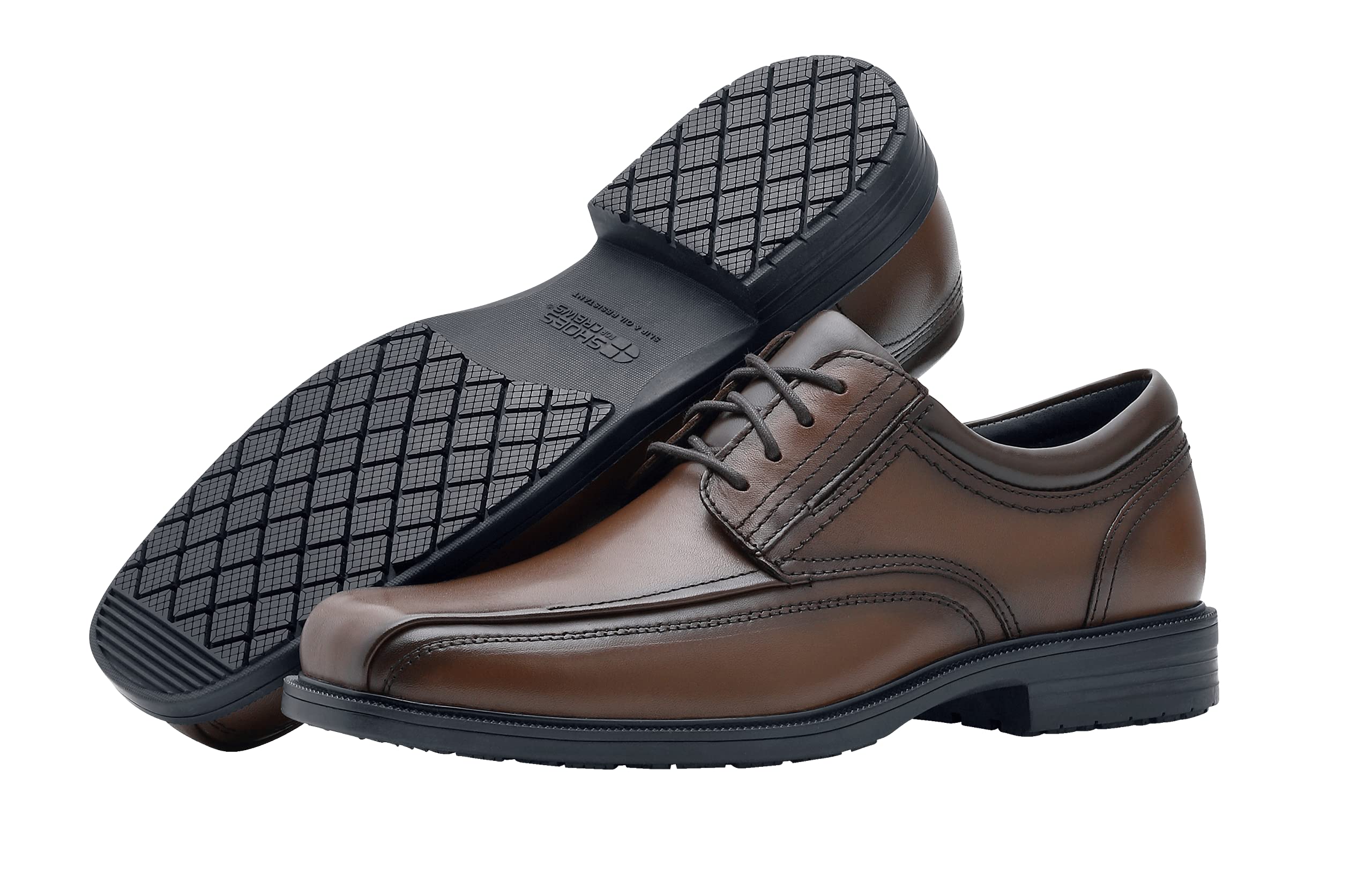 Slip-Resistant Men's Dress Shoes - Oxford Style Safety Work Shoes for Crews in Brown or Black | Professional & Formal Workplace Wear