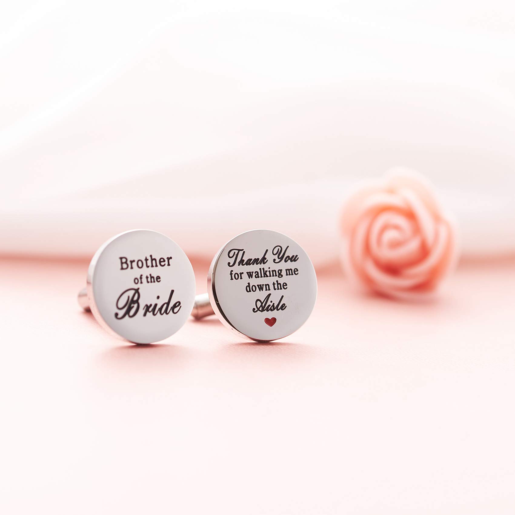 Melix Home Stainless Steel Cufflinks for Groom & Brother of the Bride - 'Thank You for Walking Me Down The Aisle' Engraved Wedding Gift Set - Perfect for Wedding Party, Anniversary & Formal Occasions